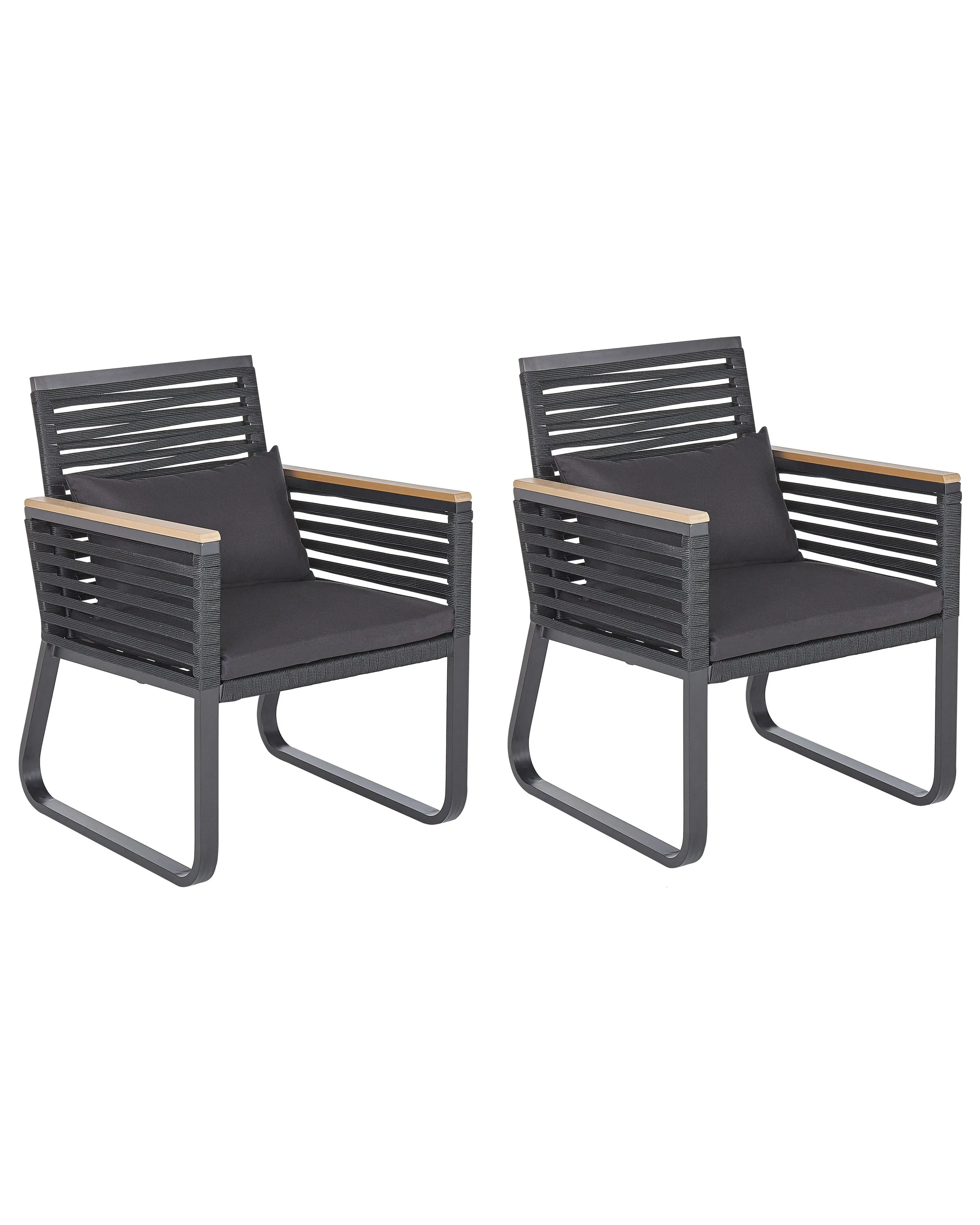 Conjunto de 2 sillas de jardín con cojines CANETTO Metal Negro