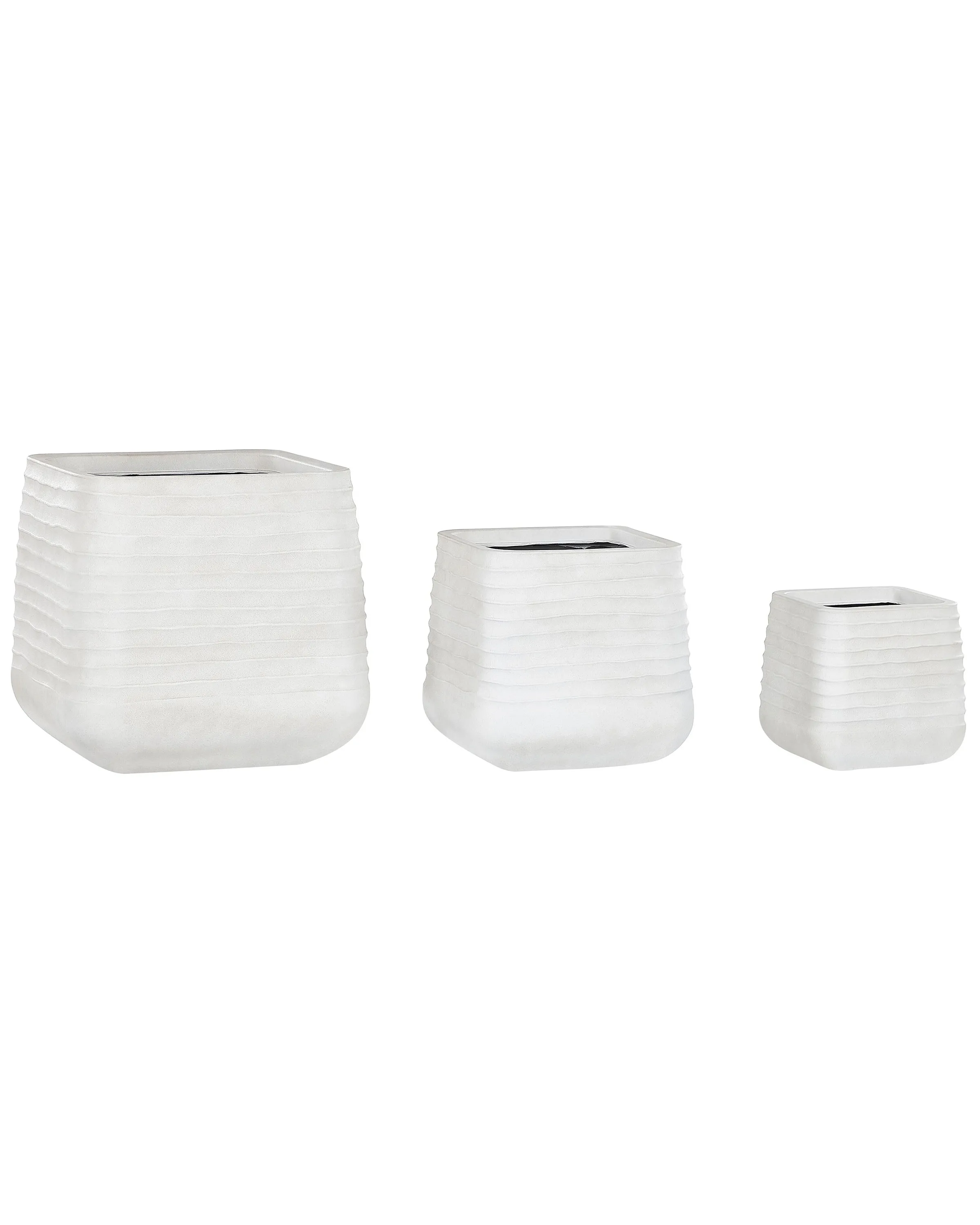 Conjunto de 3 macetas PARIKIA 50/38/28 cm Blanco crema