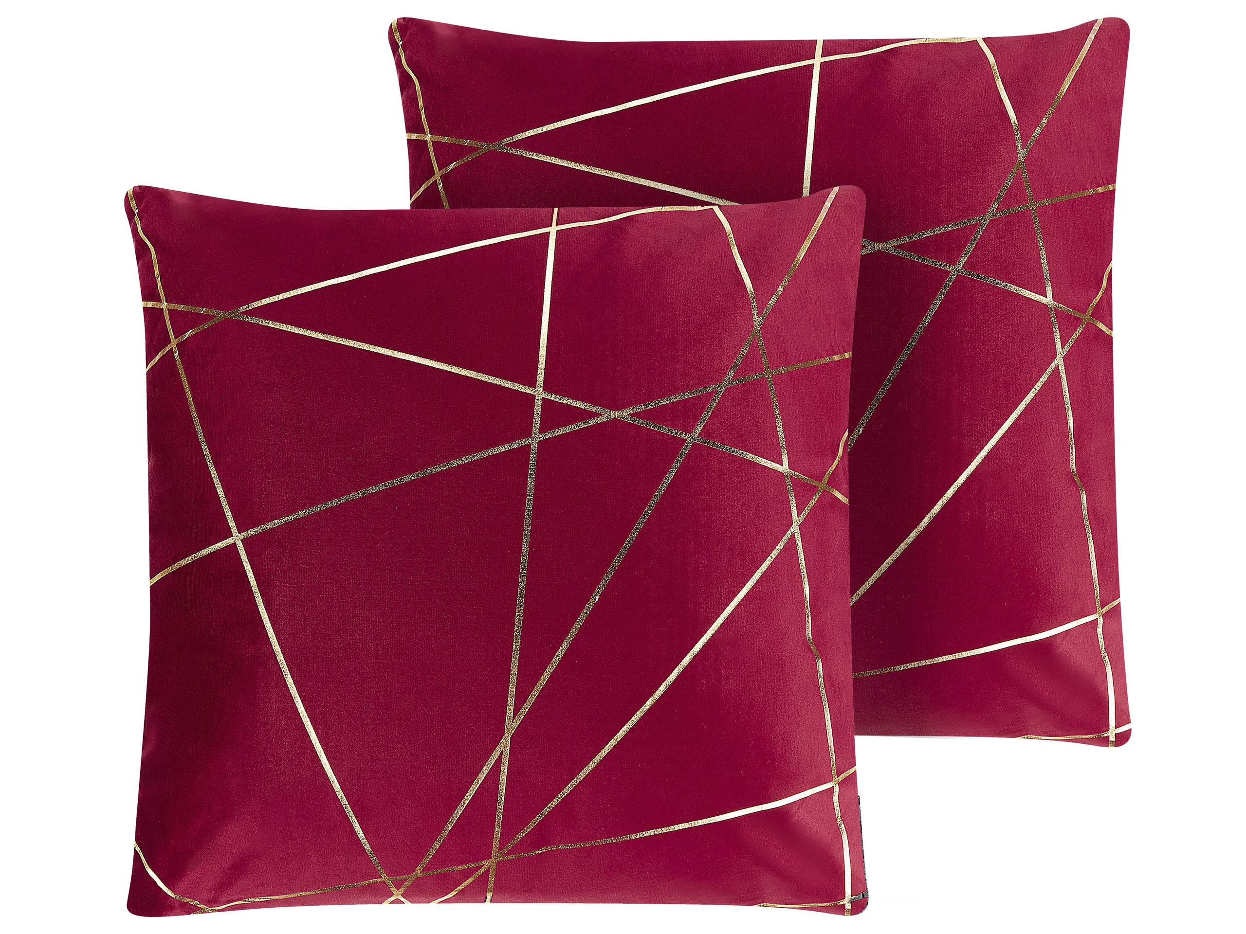 Conjunto de 2 cojines decorativos PINUS Terciopelo 45 x 45 cm Rojo Patrón geométrico