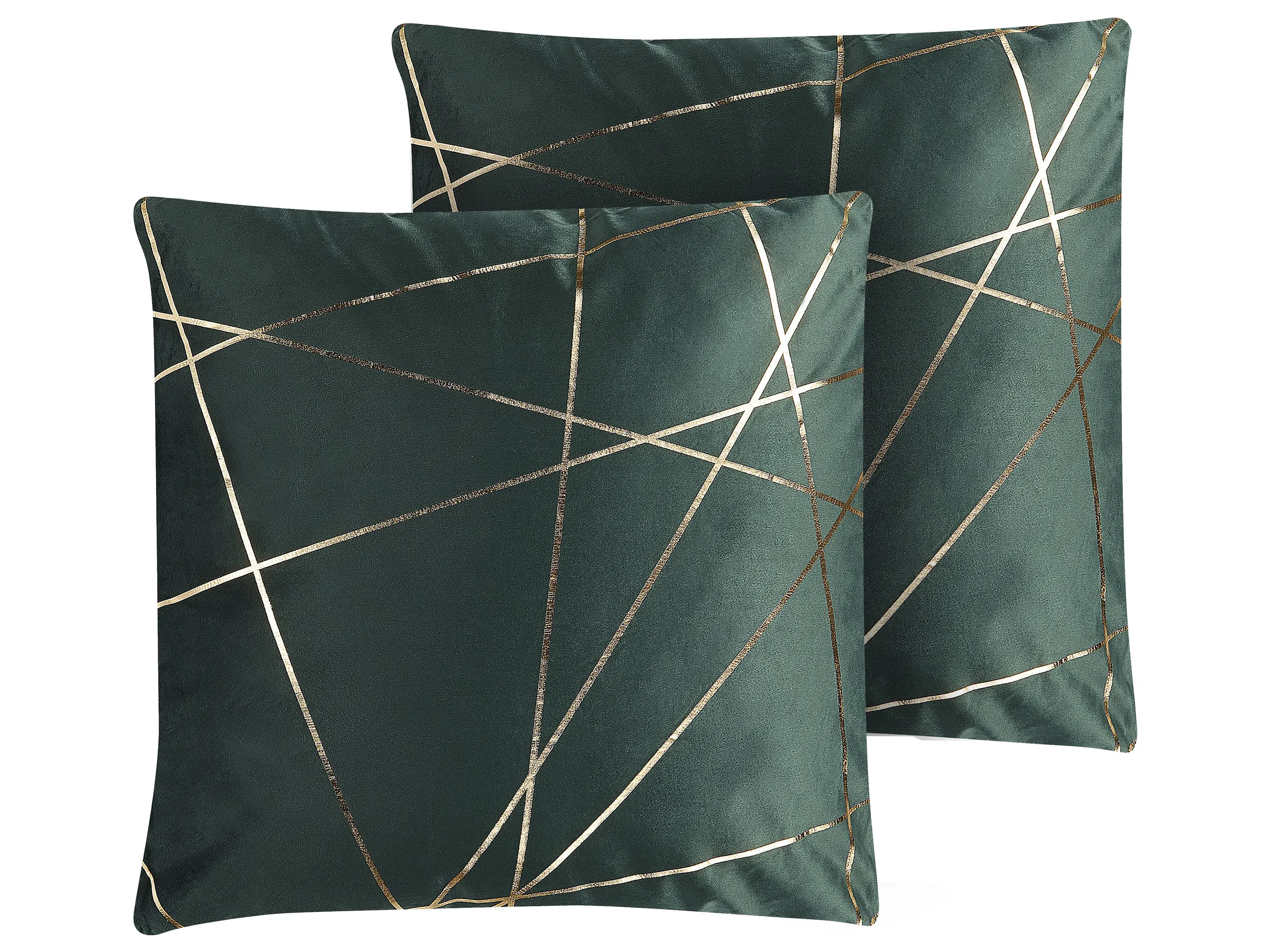 Conjunto de 2 cojines decorativos PINUS Terciopelo 45 x 45 cm Verde oscuro Patrón geométrico