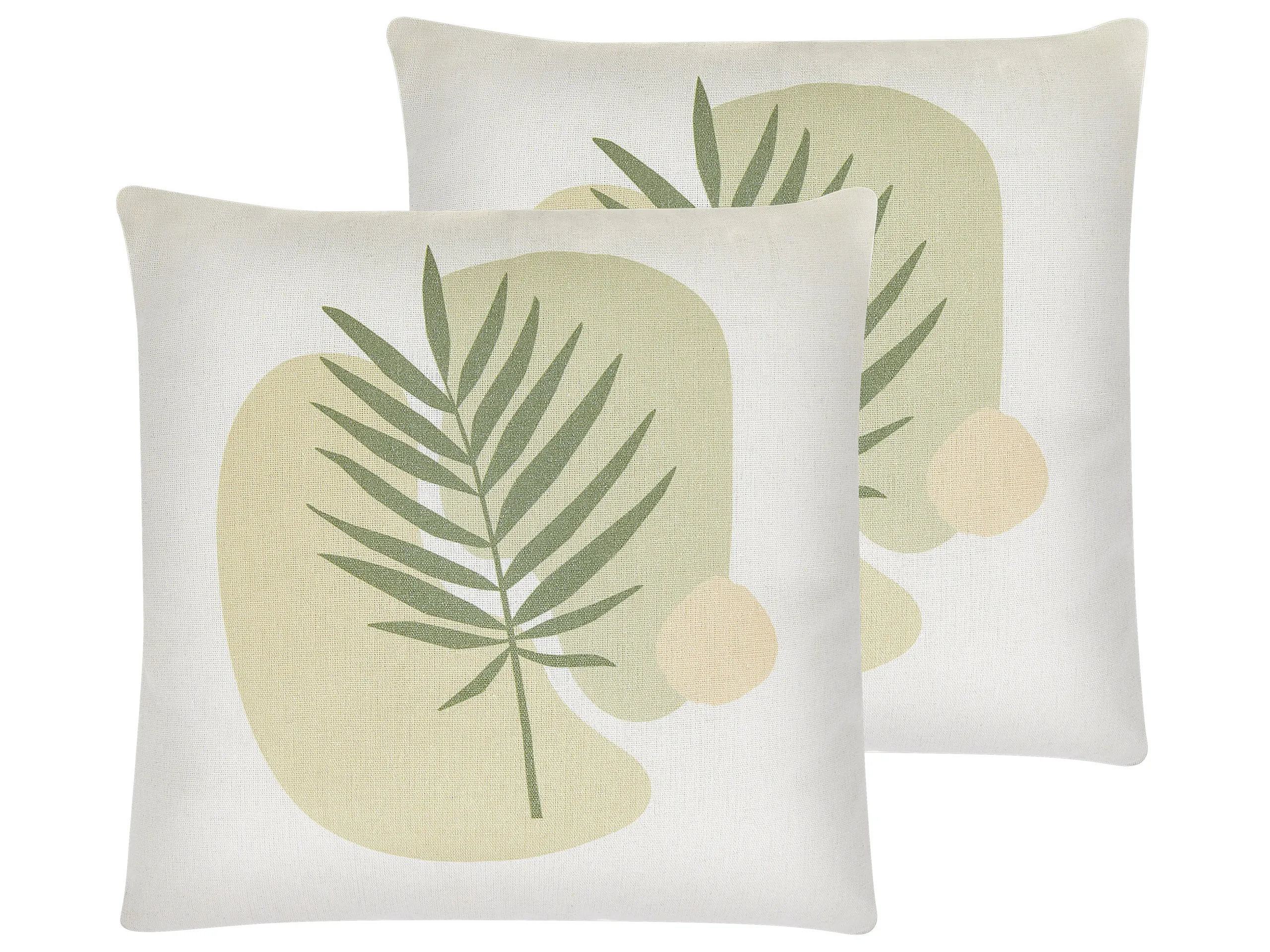 Conjunto de 2 cojines decorativos MICROSORUM 45 x 45 cm Verde claro Patrón de plantas