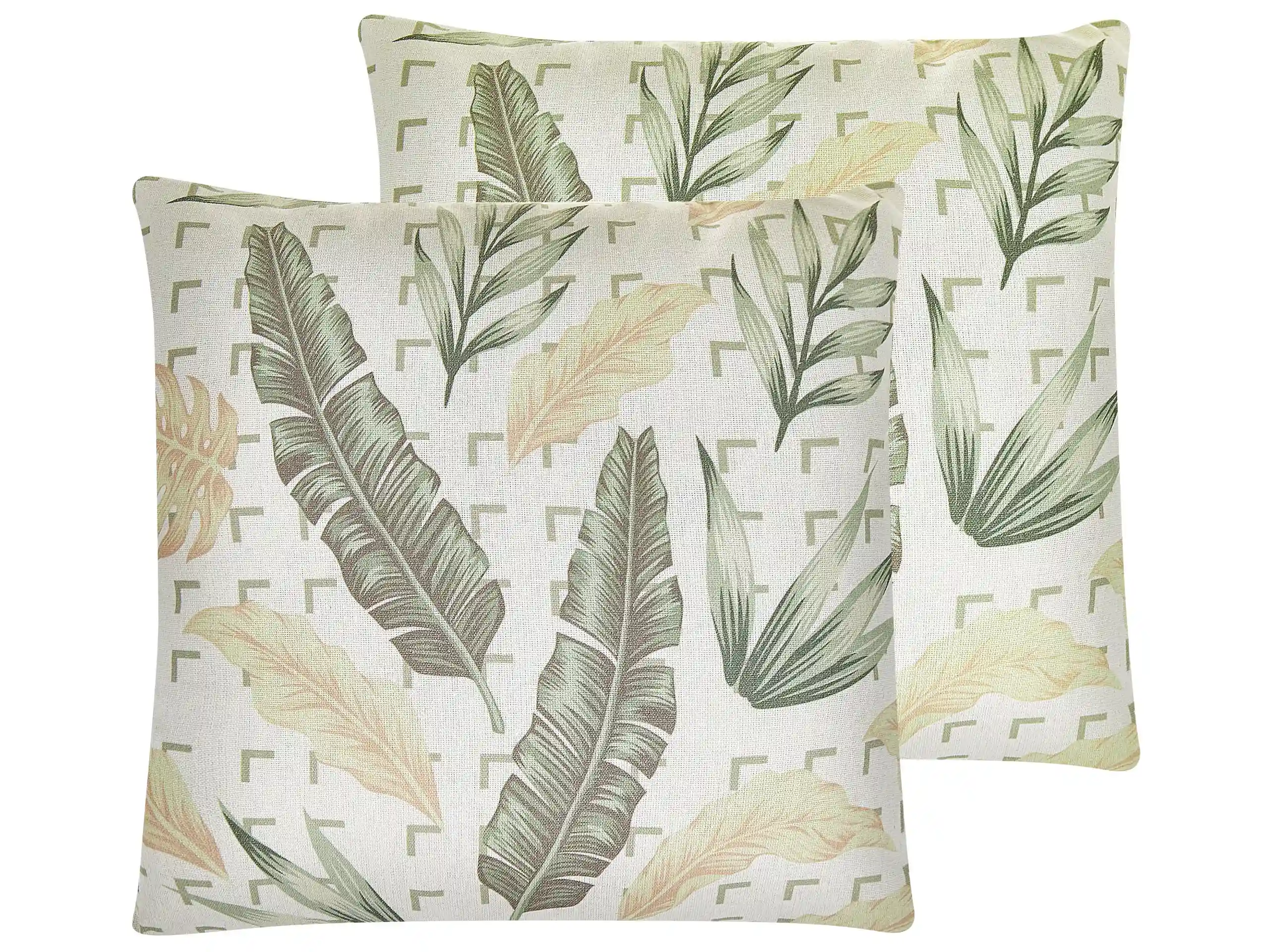 Conjunto de 2 cojines decorativos RHAPIS 45 x 45 cm Verde Patrón de plantas