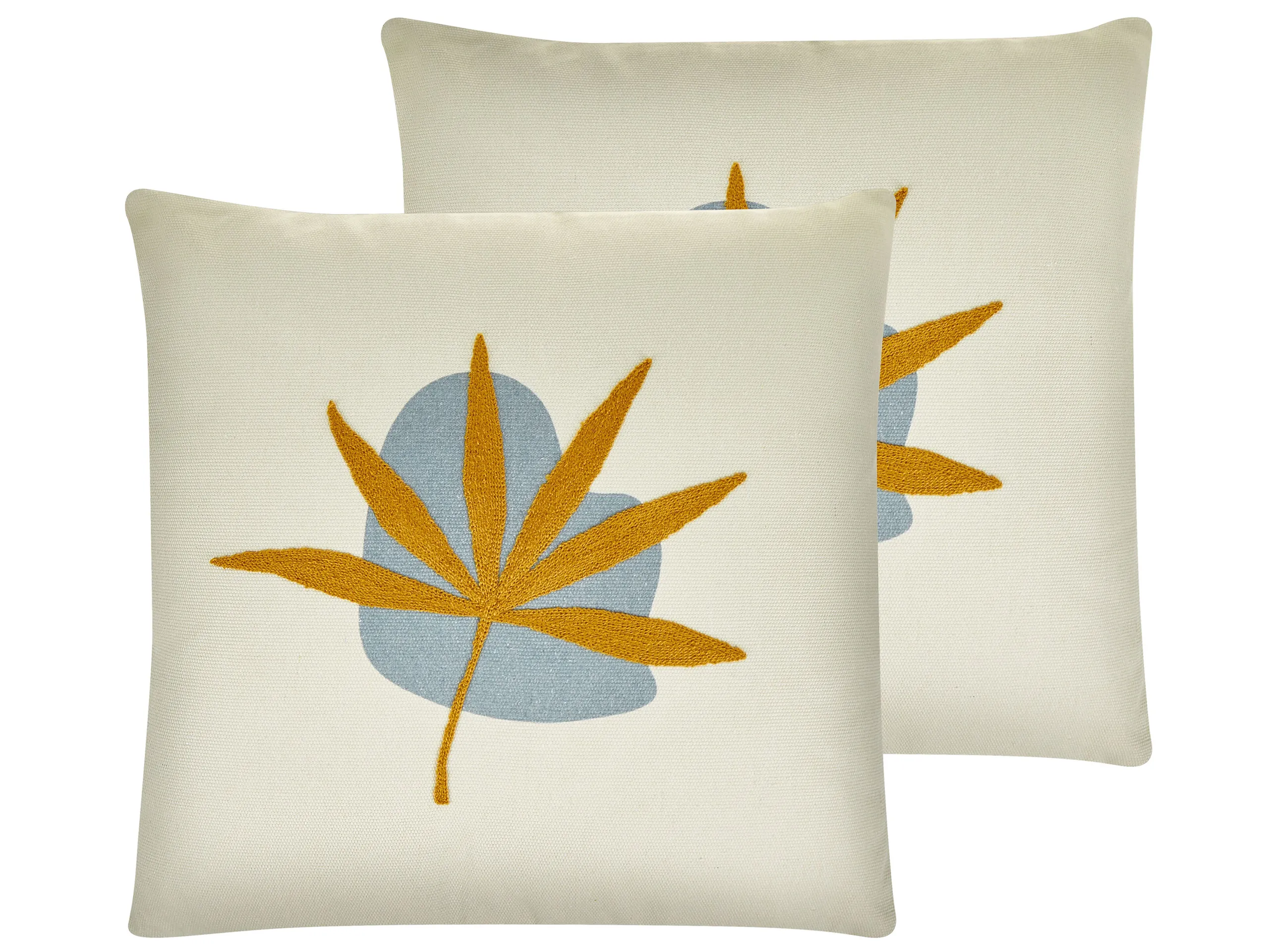 Conjunto de 2 cojines decorativos DAVALLIA 45 x 45 cm Beige Patrón de plantas