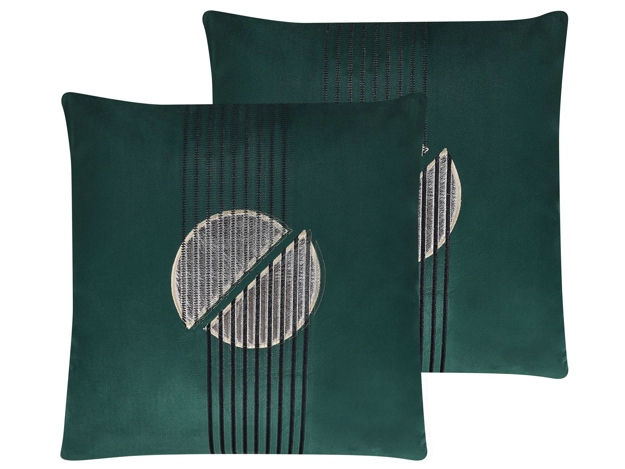 Conjunto de 2 cojines decorativos CEROPEGIA Terciopelo 45 x 45 cm Verde esmeralda Patrón geométrico