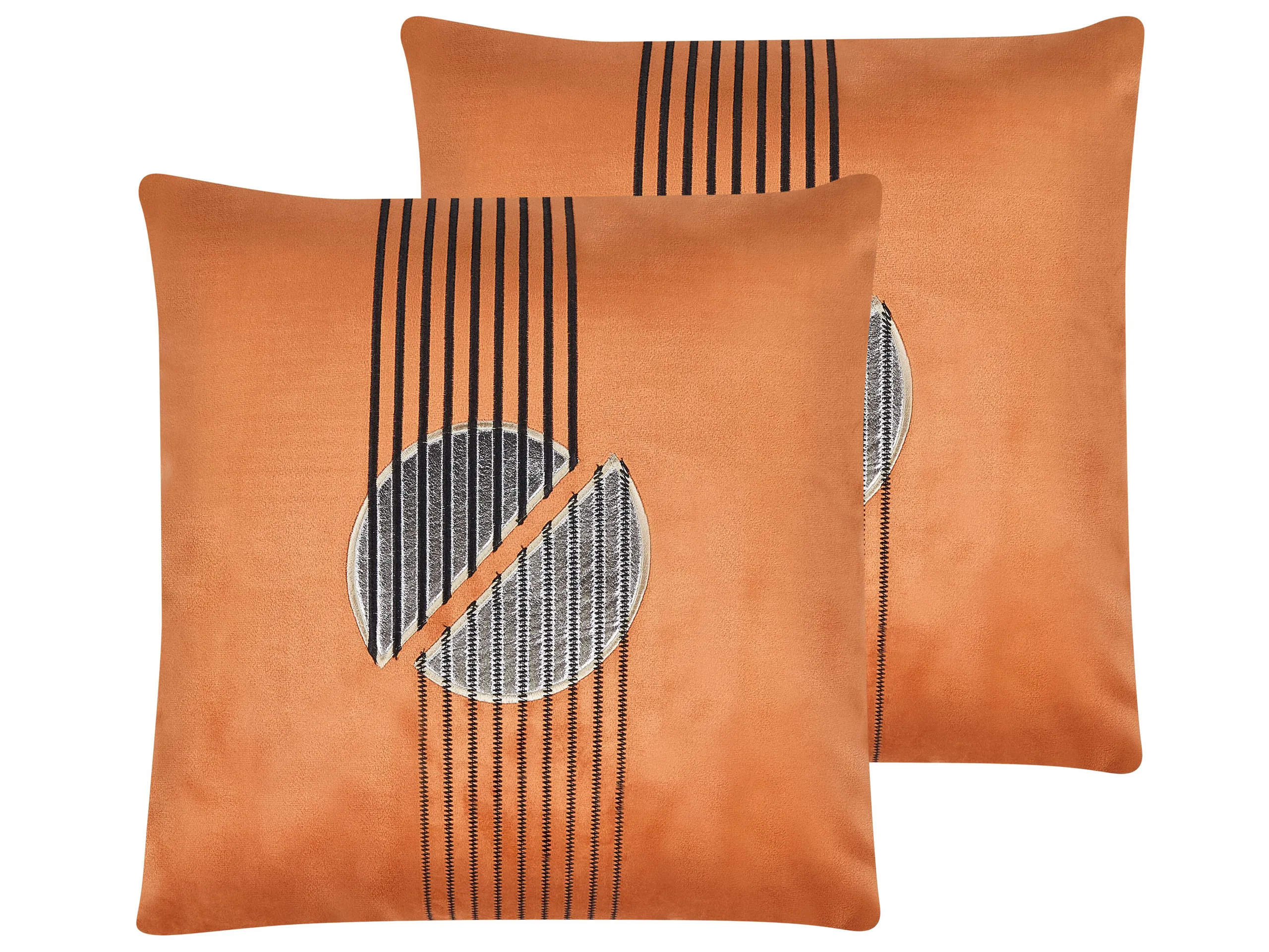 Conjunto de 2 cojines decorativos CEROPEGIA Terciopelo 45 x 45 cm Naranja Patrón geométrico