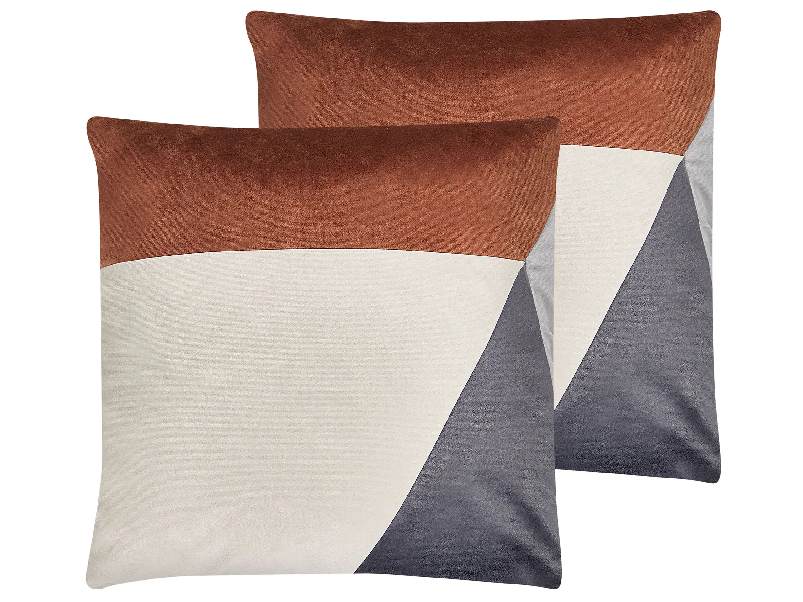 Conjunto de 2 cojines decorativos CAMPSIS Terciopelo 45 x 45 cm Multicolor Patrón geométrico