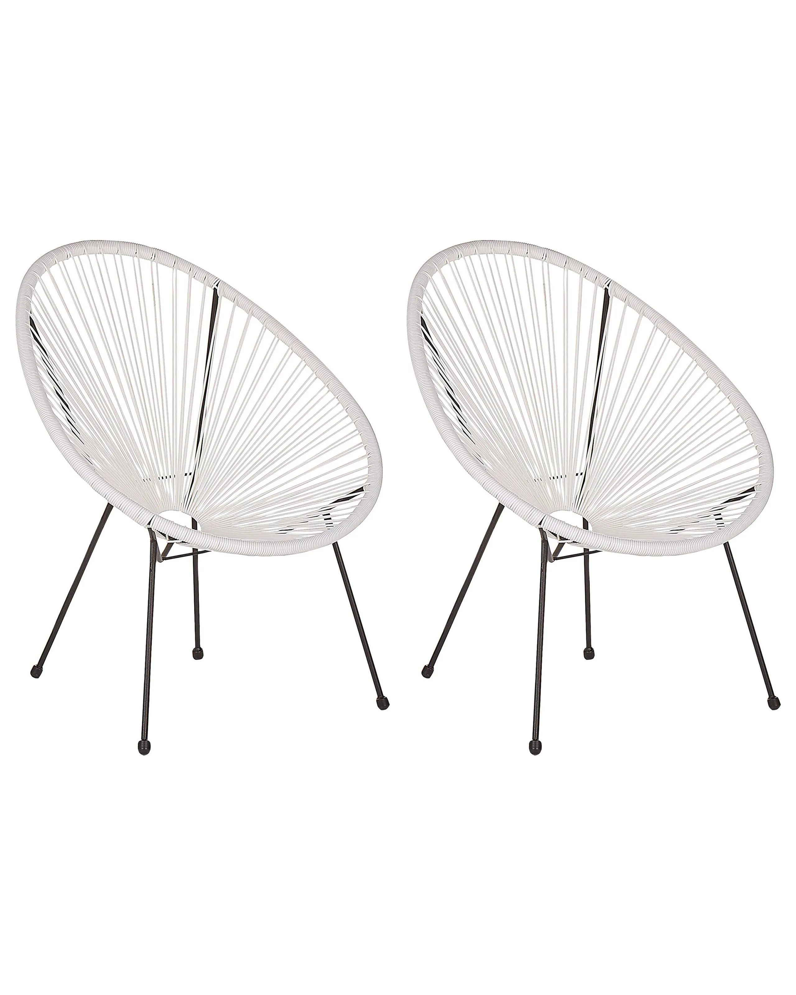 Conjunto de 2 sillas de jardín ACAPULCO II Ratán sintético Blanco