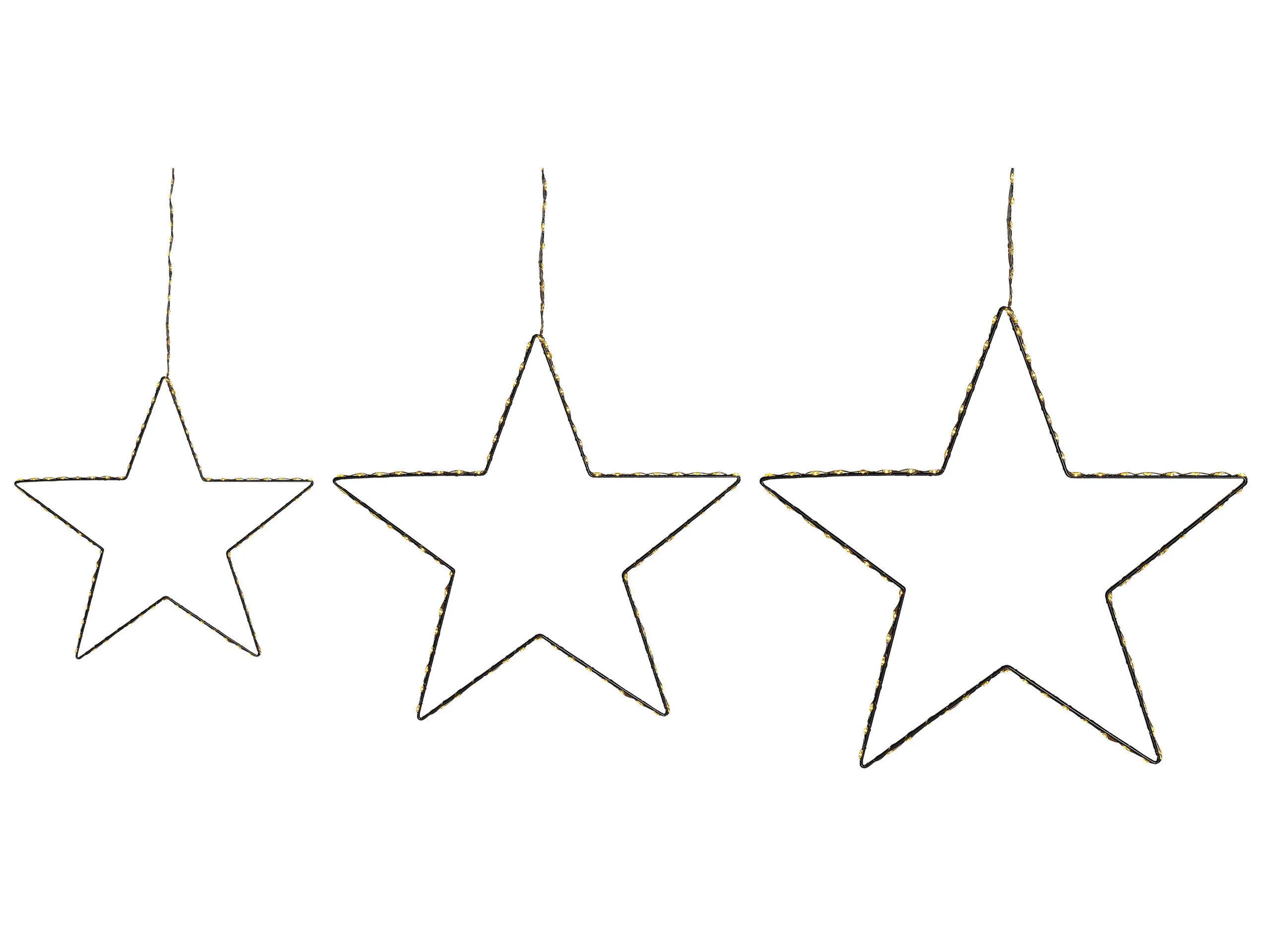 Conjunto de 3 decoraciones colgantes LED KUNNARI Estrella 50/40/30 cm Plateado