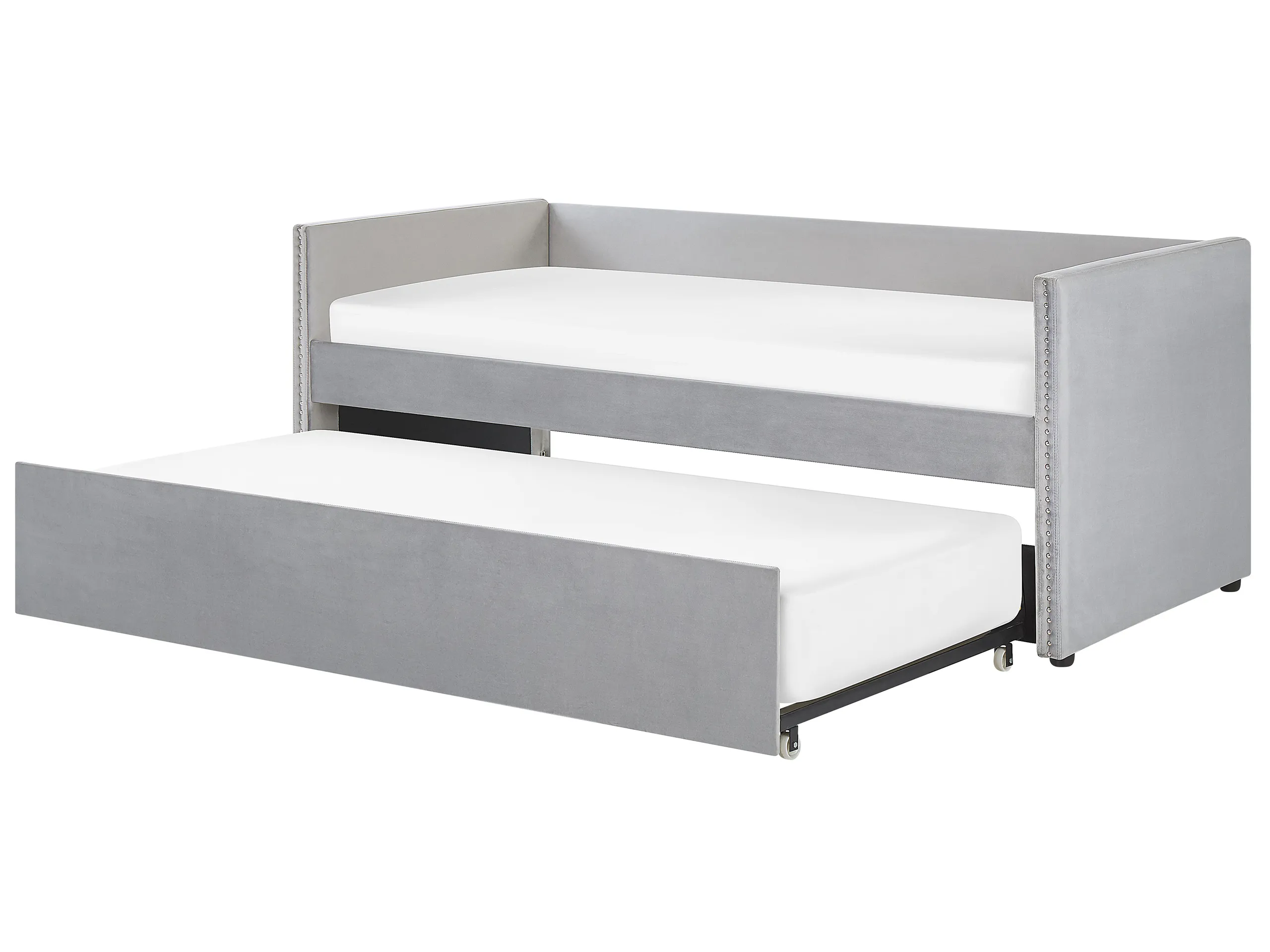 Cama nido Terciopelo TROYES 90 x 200 cm Gris claro