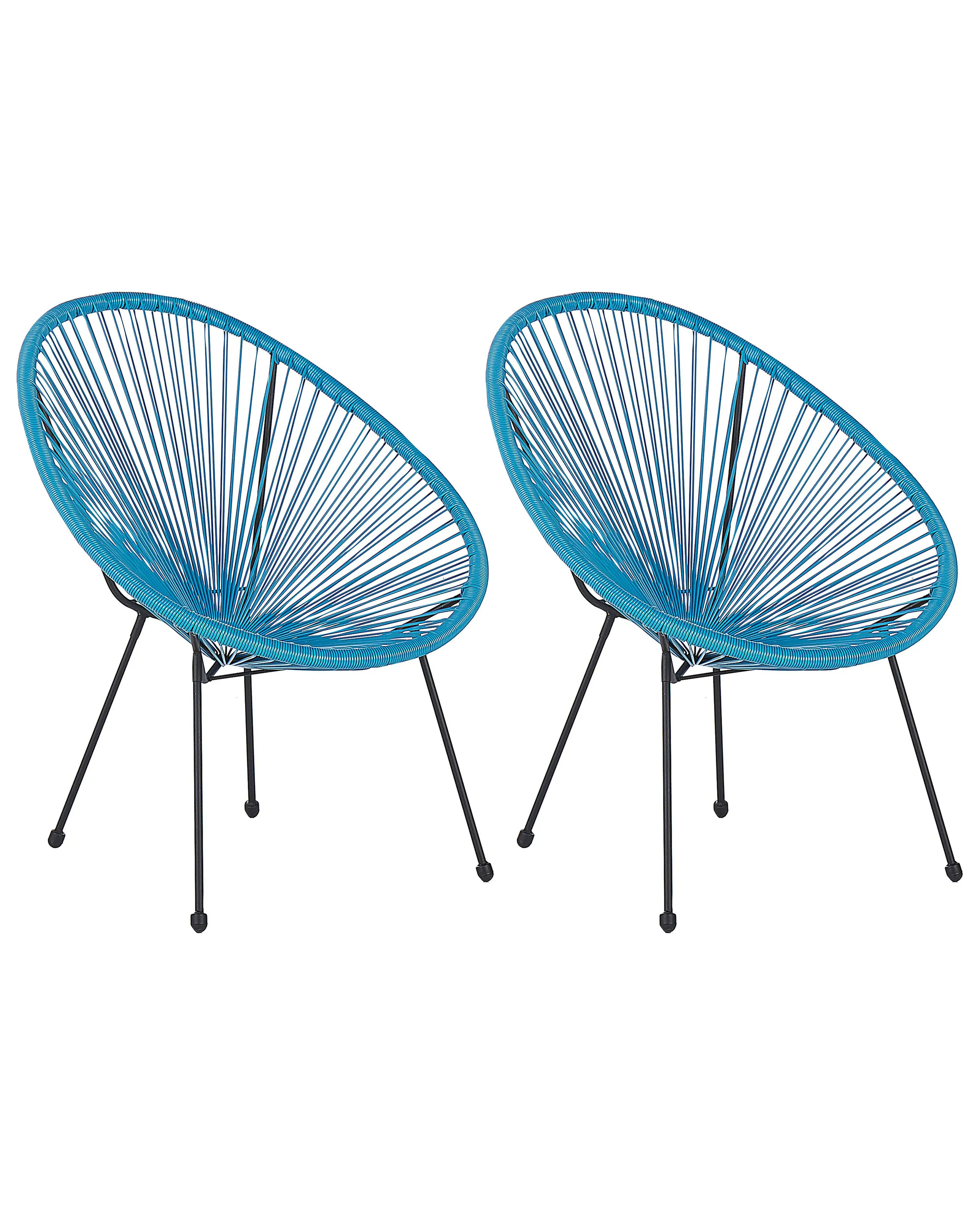 Conjunto de 2 sillas de jardín ACAPULCO II Ratán sintético Azul
