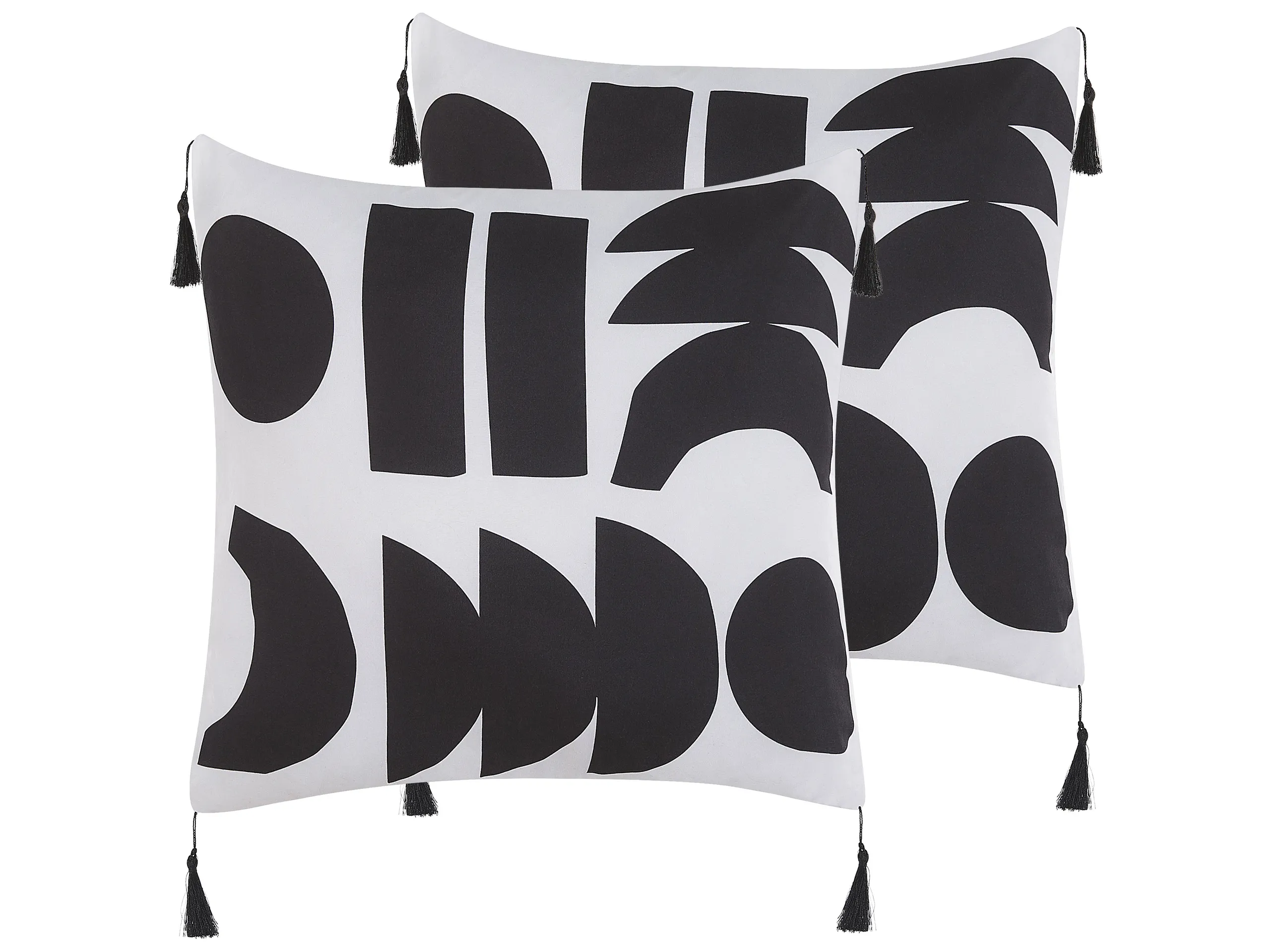 Conjunto de 2 cojines decorativos LIRIOPE 45 x 45 cm Negro/Blanco Patrón geométrico