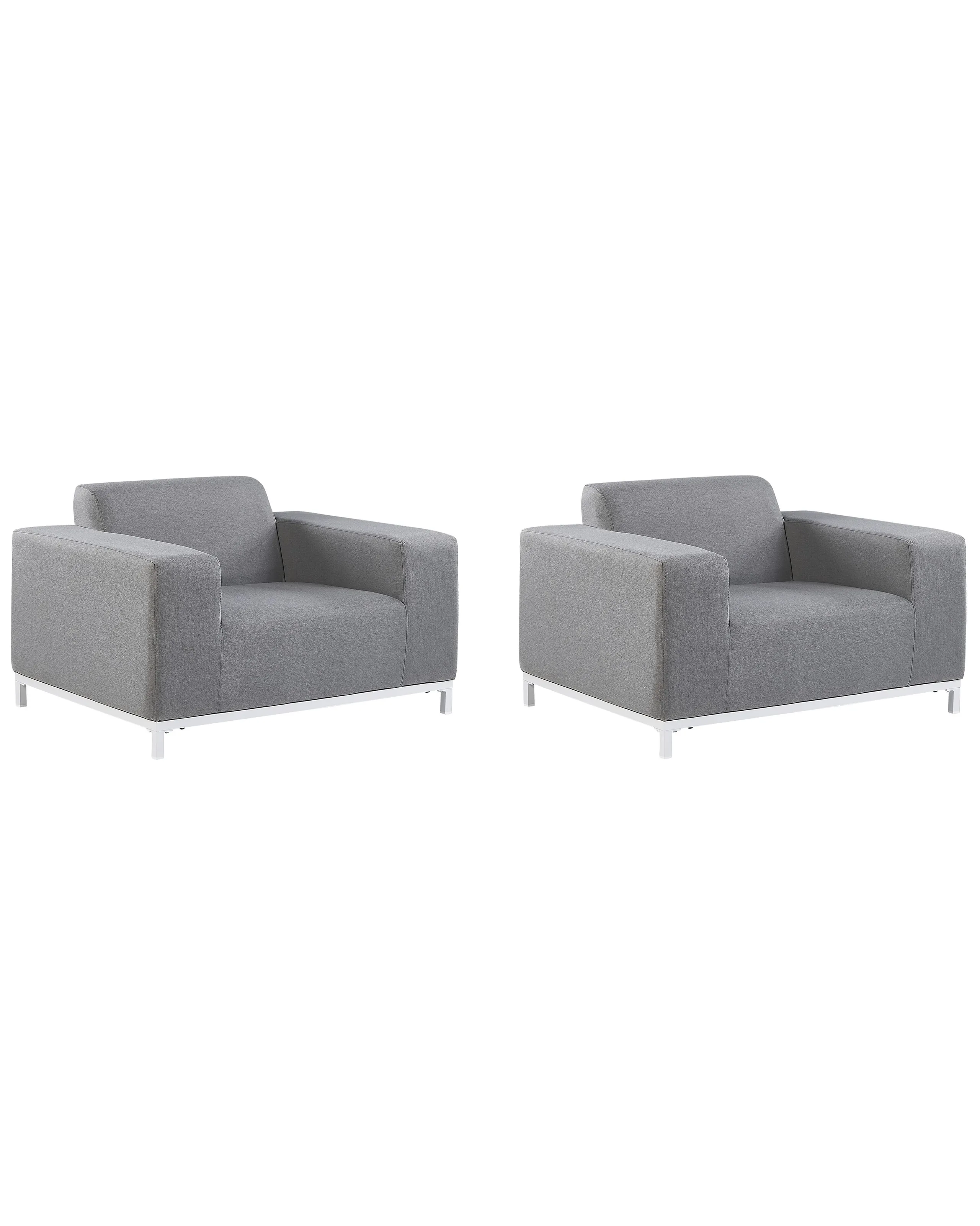 Conjunto de 2 sillones de jardín ROVIGO Tela Gris
