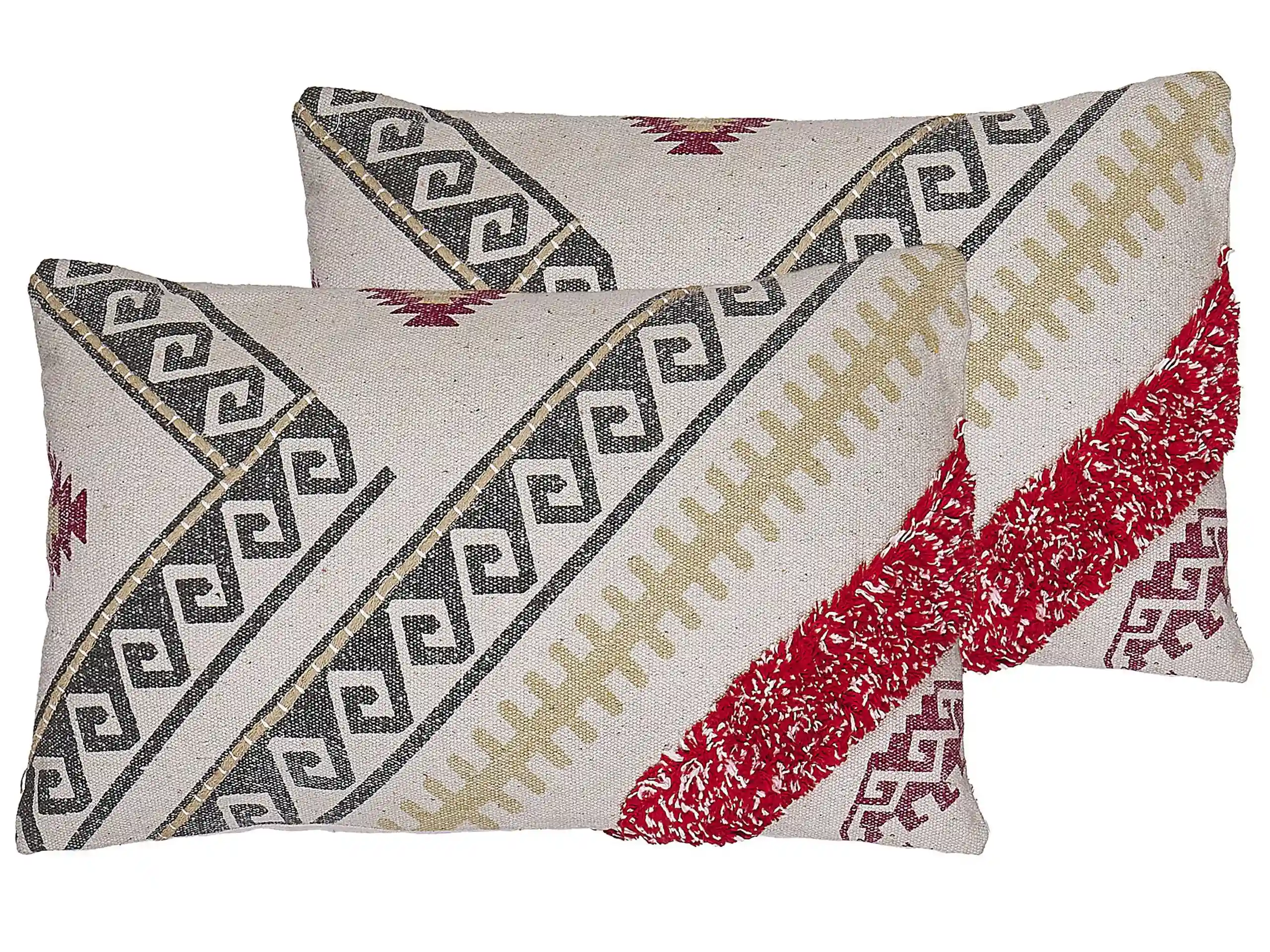 Conjunto de 2 cojines decorativos BETULA Algodón 30 x 50 cm Beige Patrón geométrico