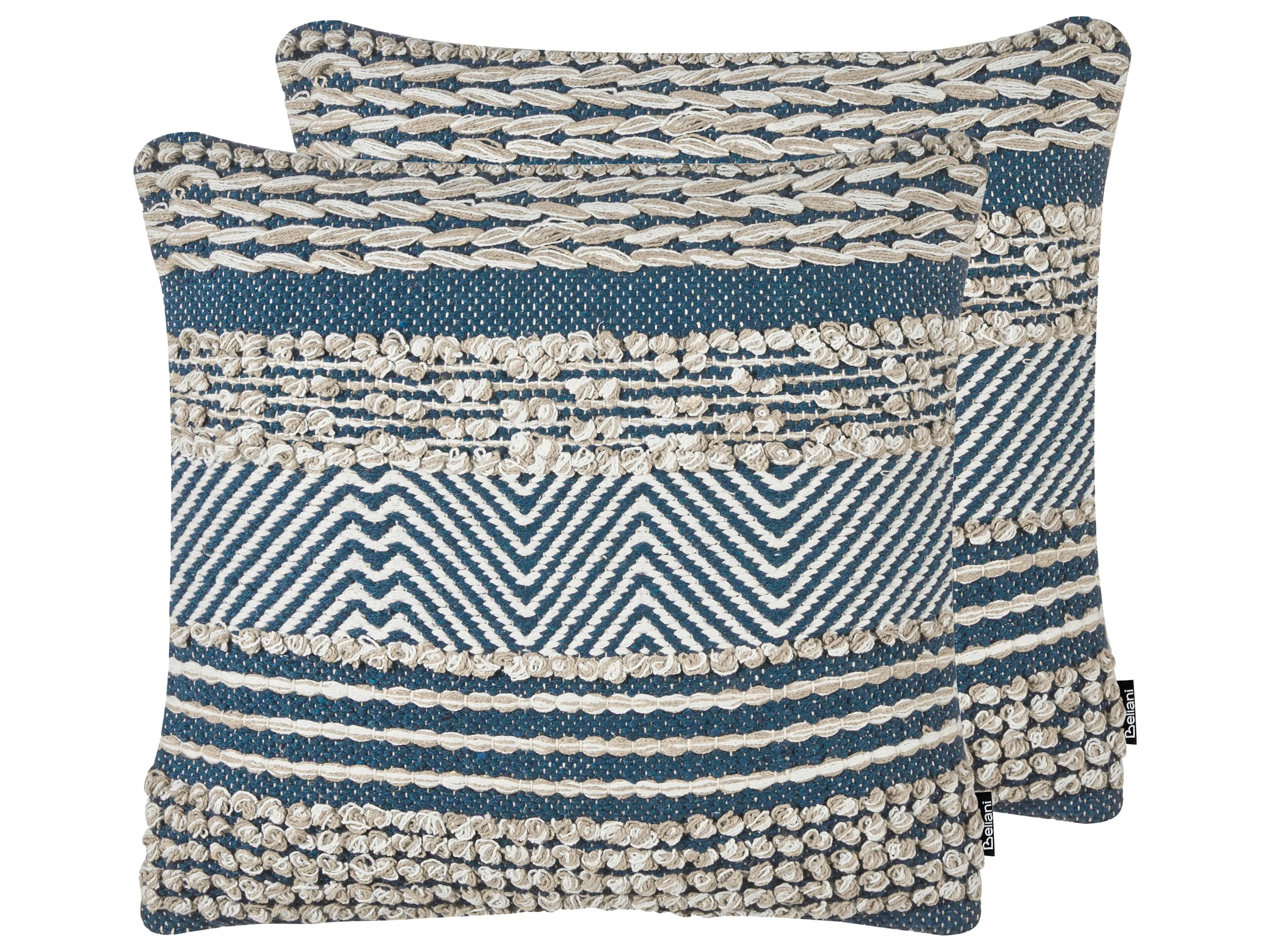 Conjunto de 2 cojines decorativos DEWBERRY Algodón 45 x 45 cm Azul Patrón geométrico