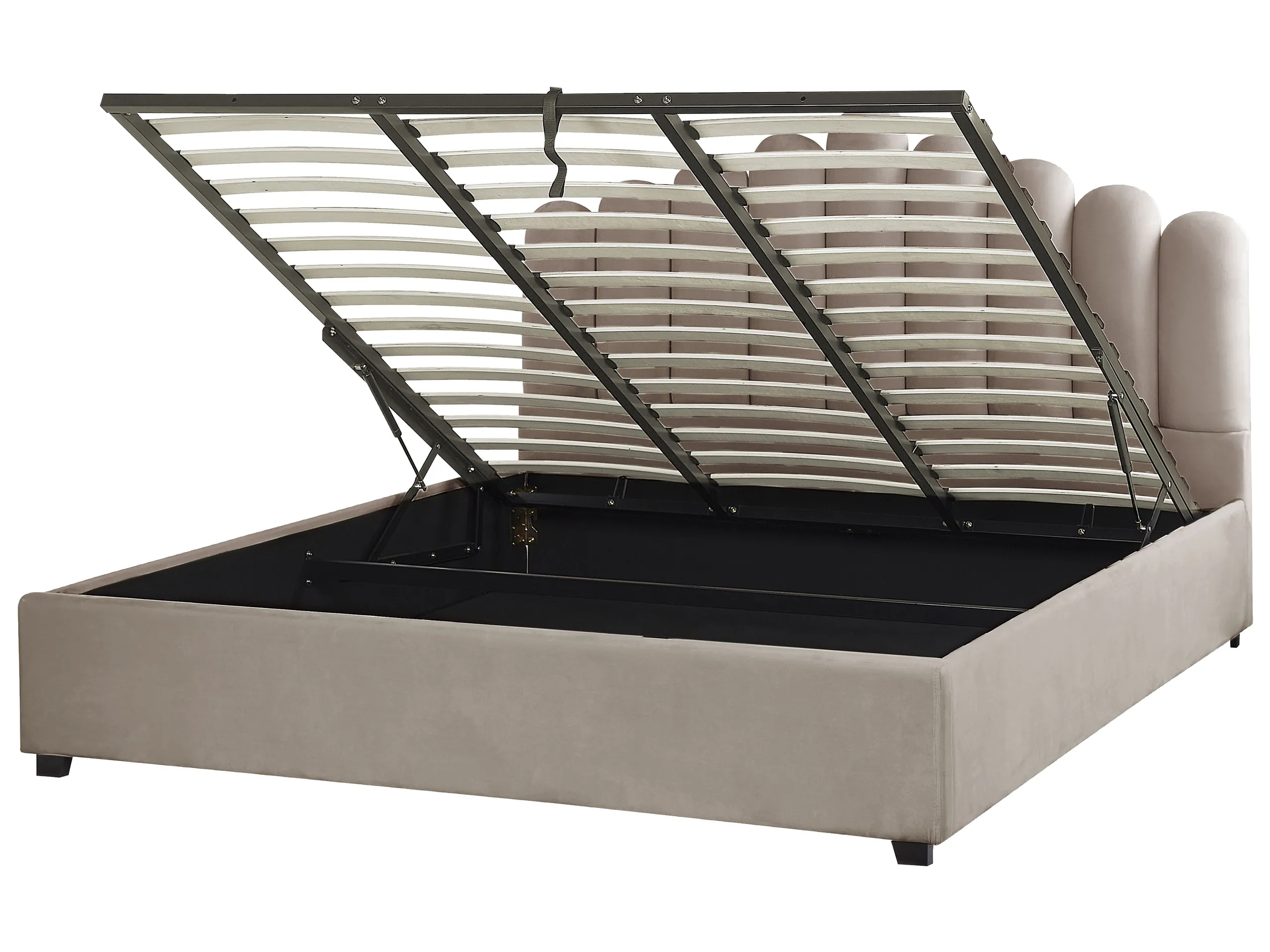 Cama con almacenaje Terciopelo VINCENNES 180 x 200 cm Gris pardo