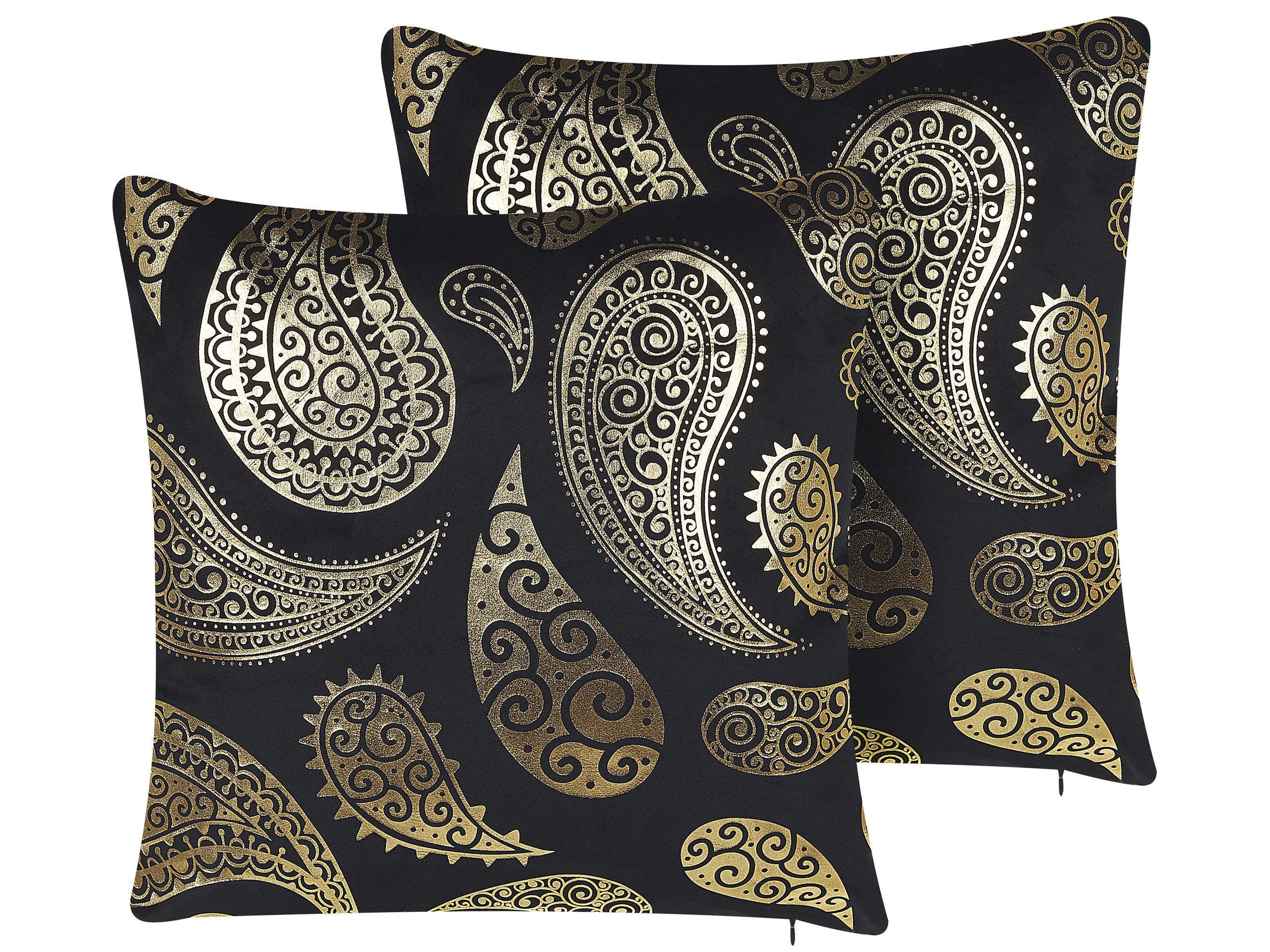 Conjunto de 2 cojines decorativos URSINIA Terciopelo 45 x 45 cm Dorado Patrón oriental