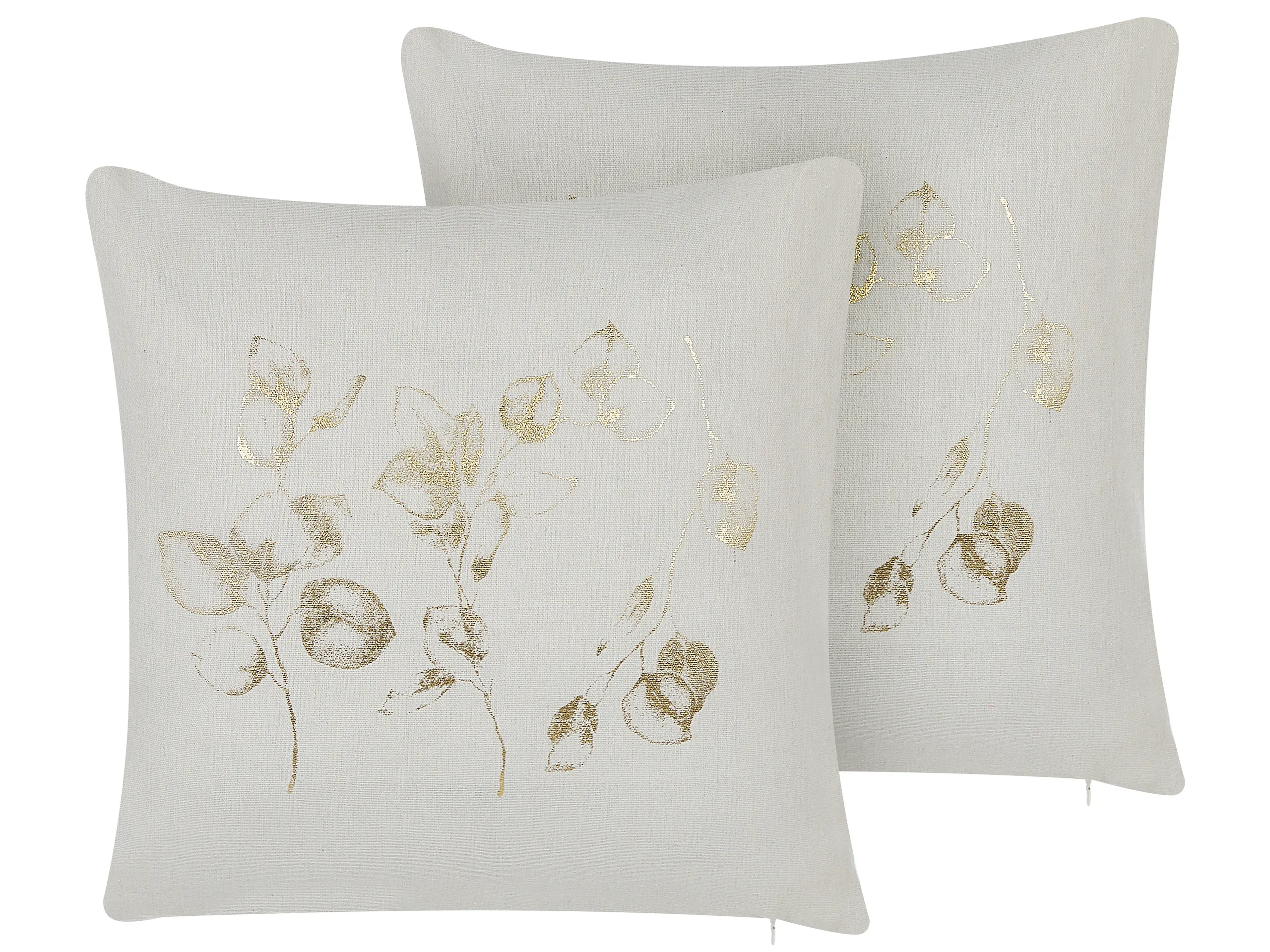Conjunto de 2 cojines decorativos GOMPHRENA 45 x 45 cm Beige claro Patrón de plantas