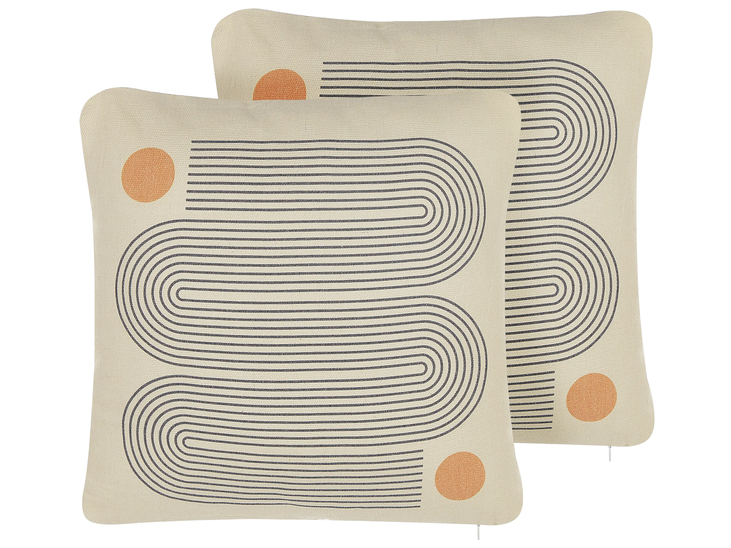 Conjunto de 2 cojines decorativos CALIBRACHOA 45 x 45 cm Blanco Patrón geométrico