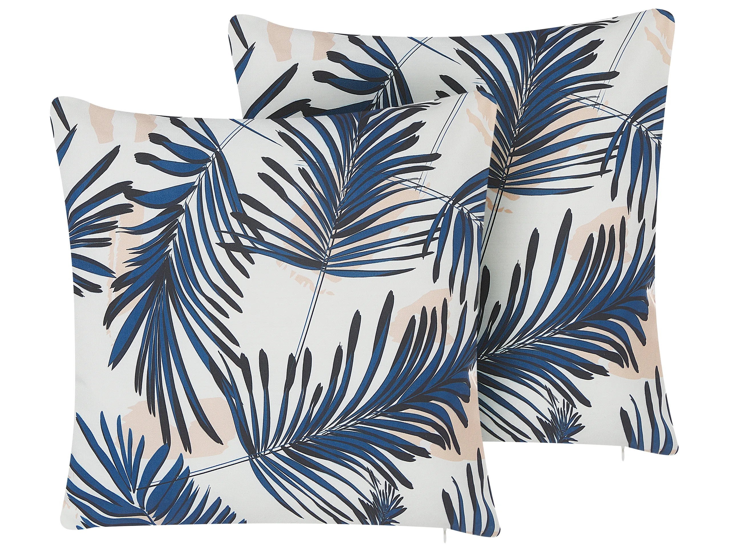 Conjunto de 2 cojines de exterior ELATI Patrón de plantas 45 x 45 cm Azul marino