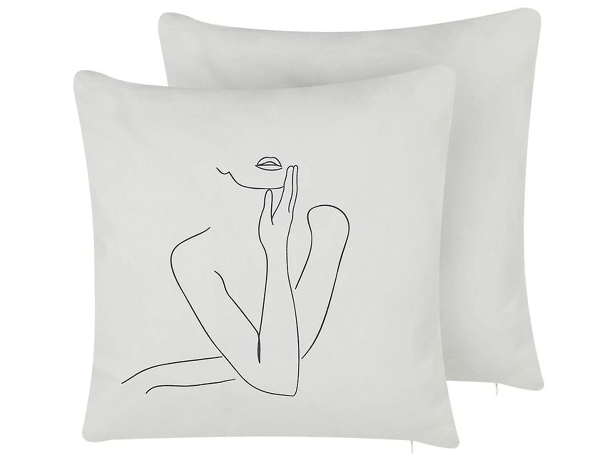 Conjunto de 2 cojines decorativos MEADOWFOAM Algodón 45 x 45 cm Blanco Patrón abstracto