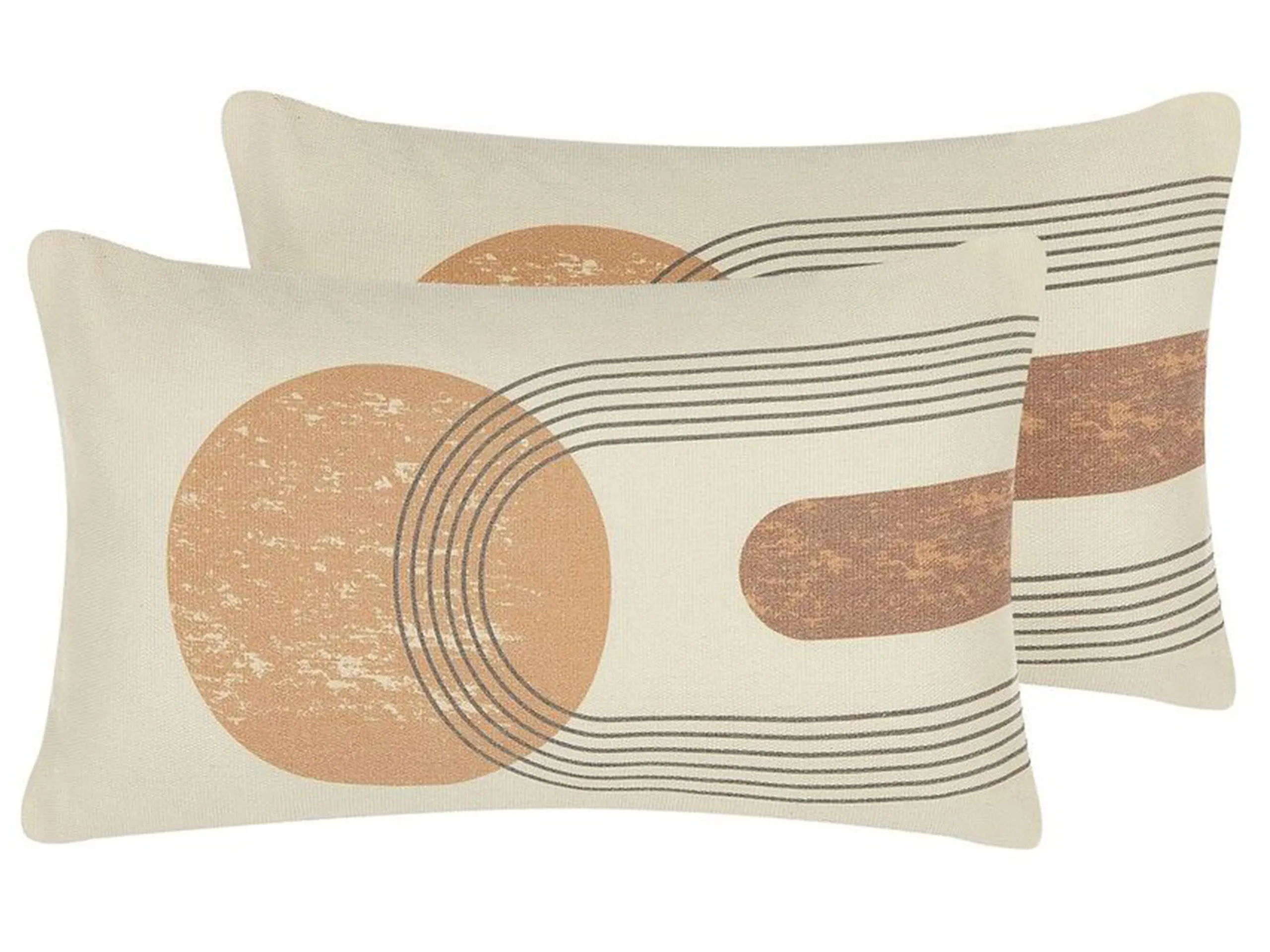 Conjunto de 2 cojines decorativos NASTURTIUM 30 x 50 cm Beige Patrón geométrico