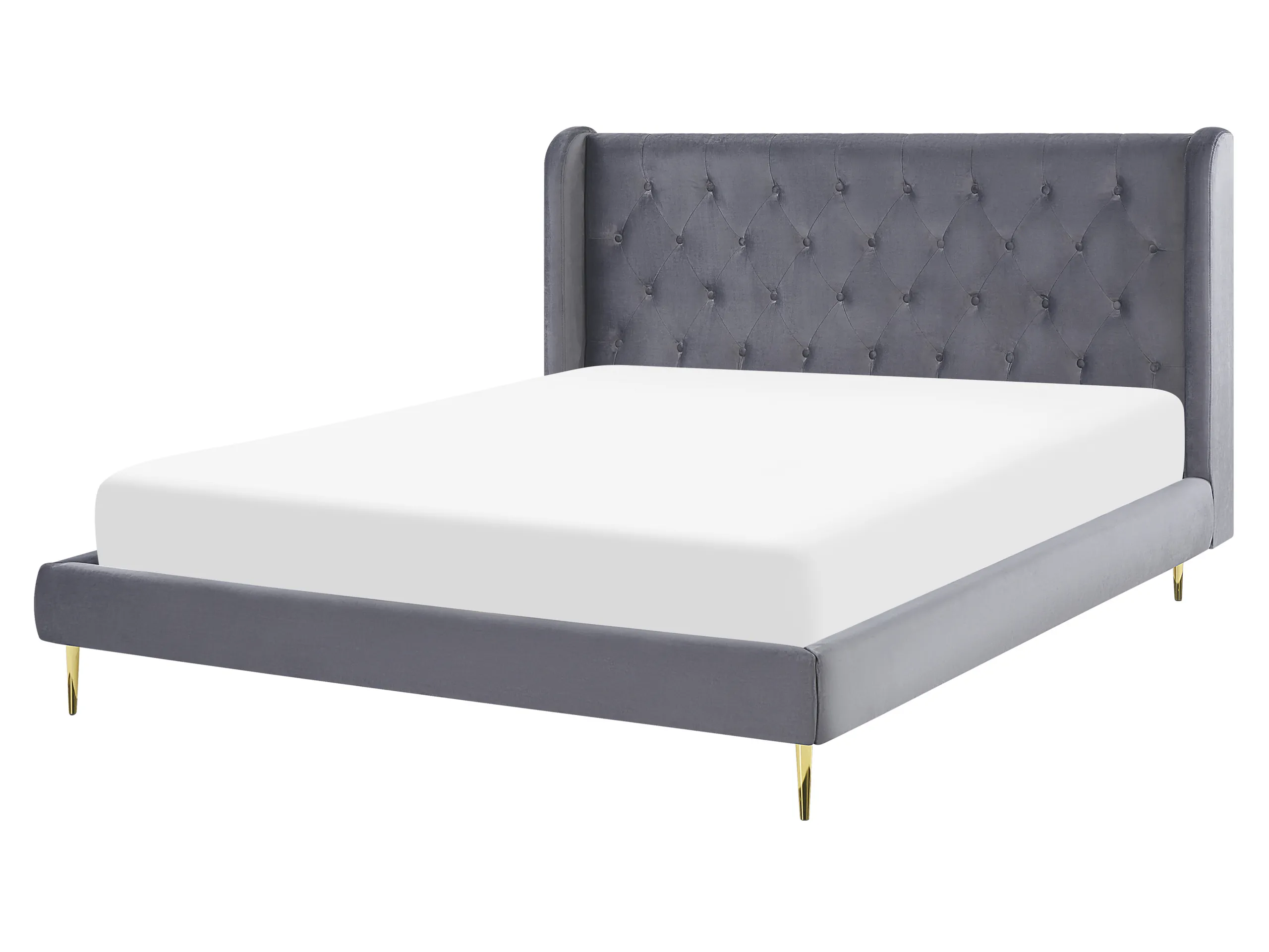Cama Terciopelo FORBACH 160 x 200 cm Gris