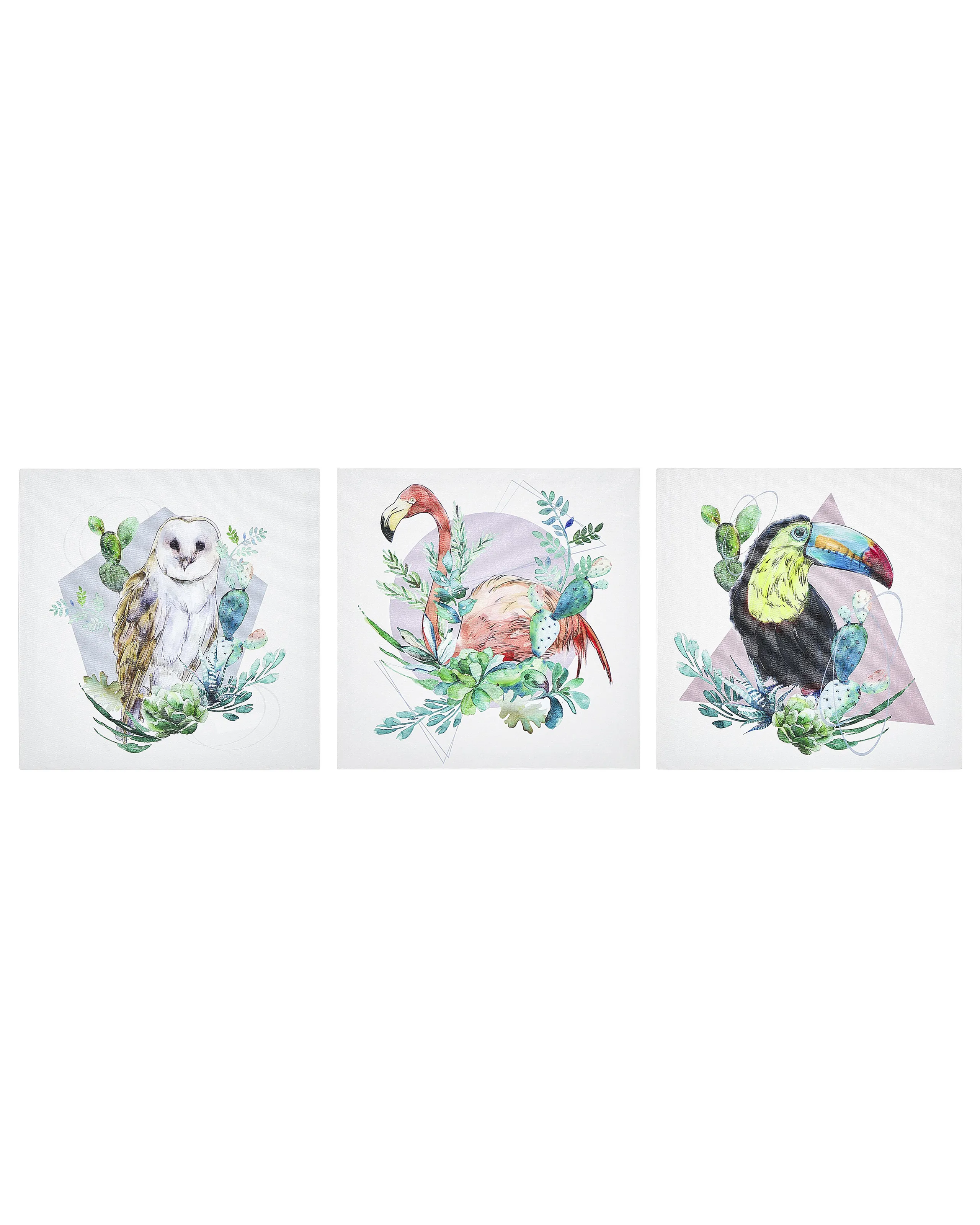 Conjunto de 3 lienzos MENAKA Motivo animal 30 x 30 cm Multicolor