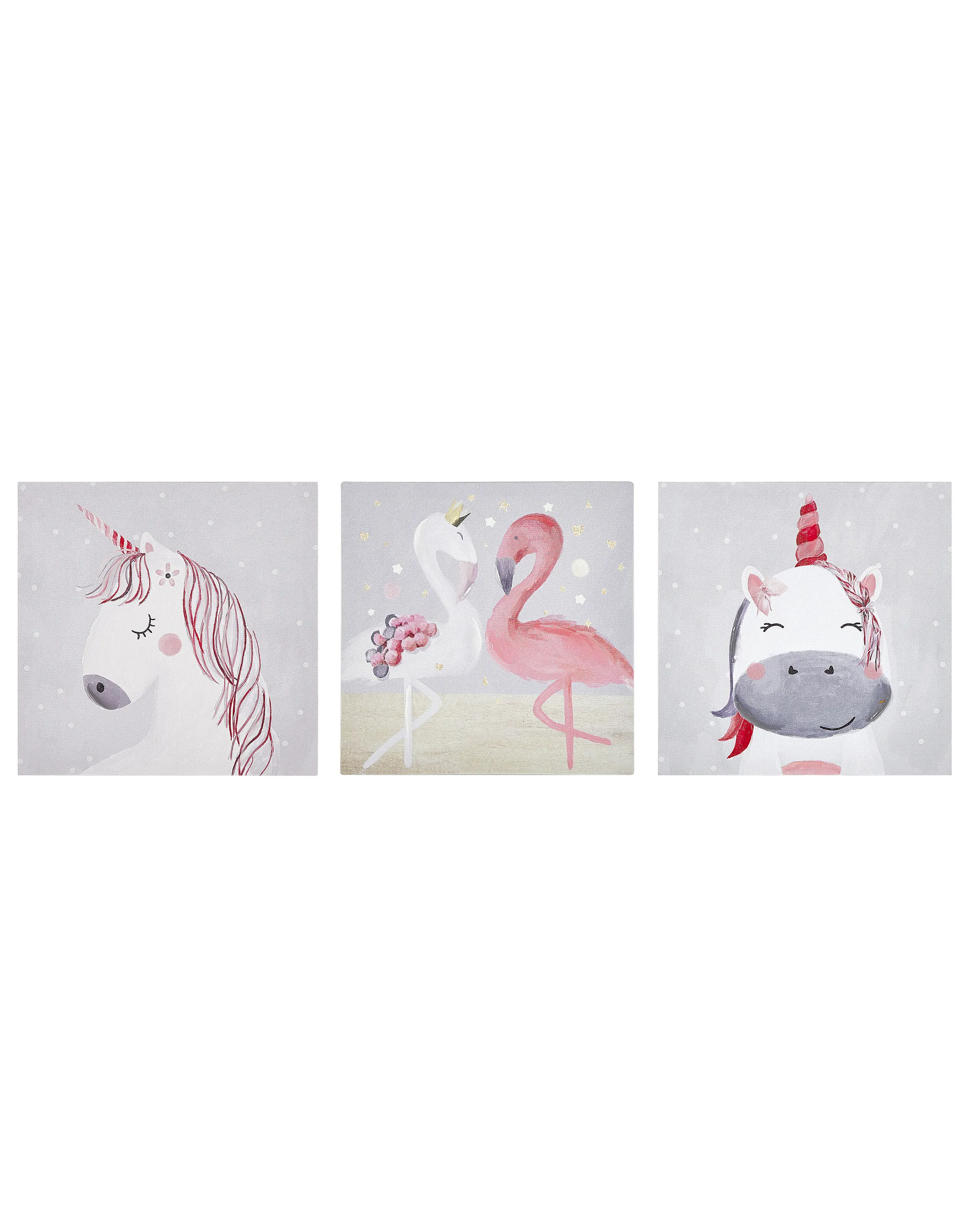 Conjunto de 3 lienzos TIMIA Motivo animal 30 x 30 cm Gris