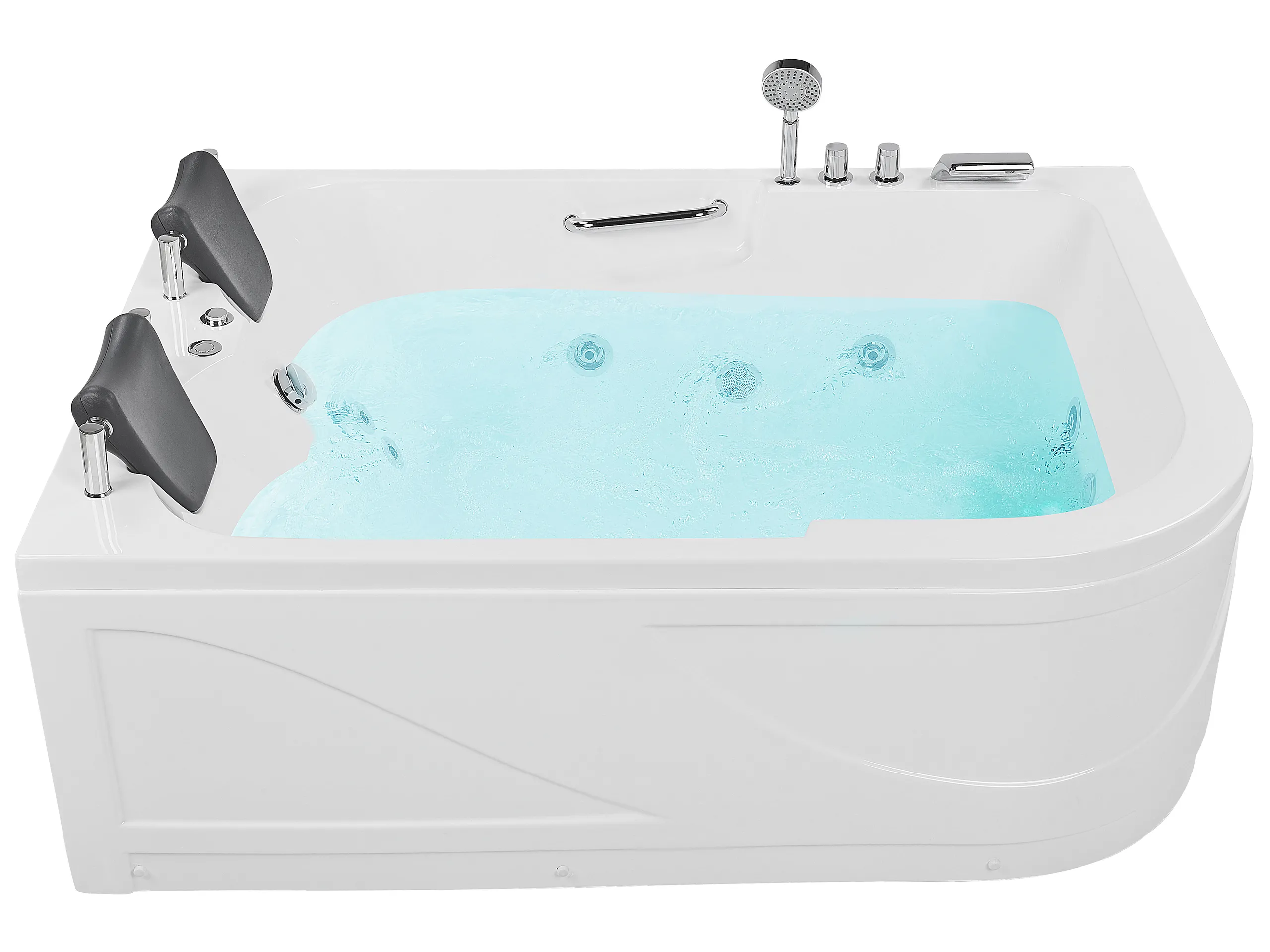 Bañera de hidromasaje LED esquinera BAYAMO Derecha 170 x 120 cm Blanco