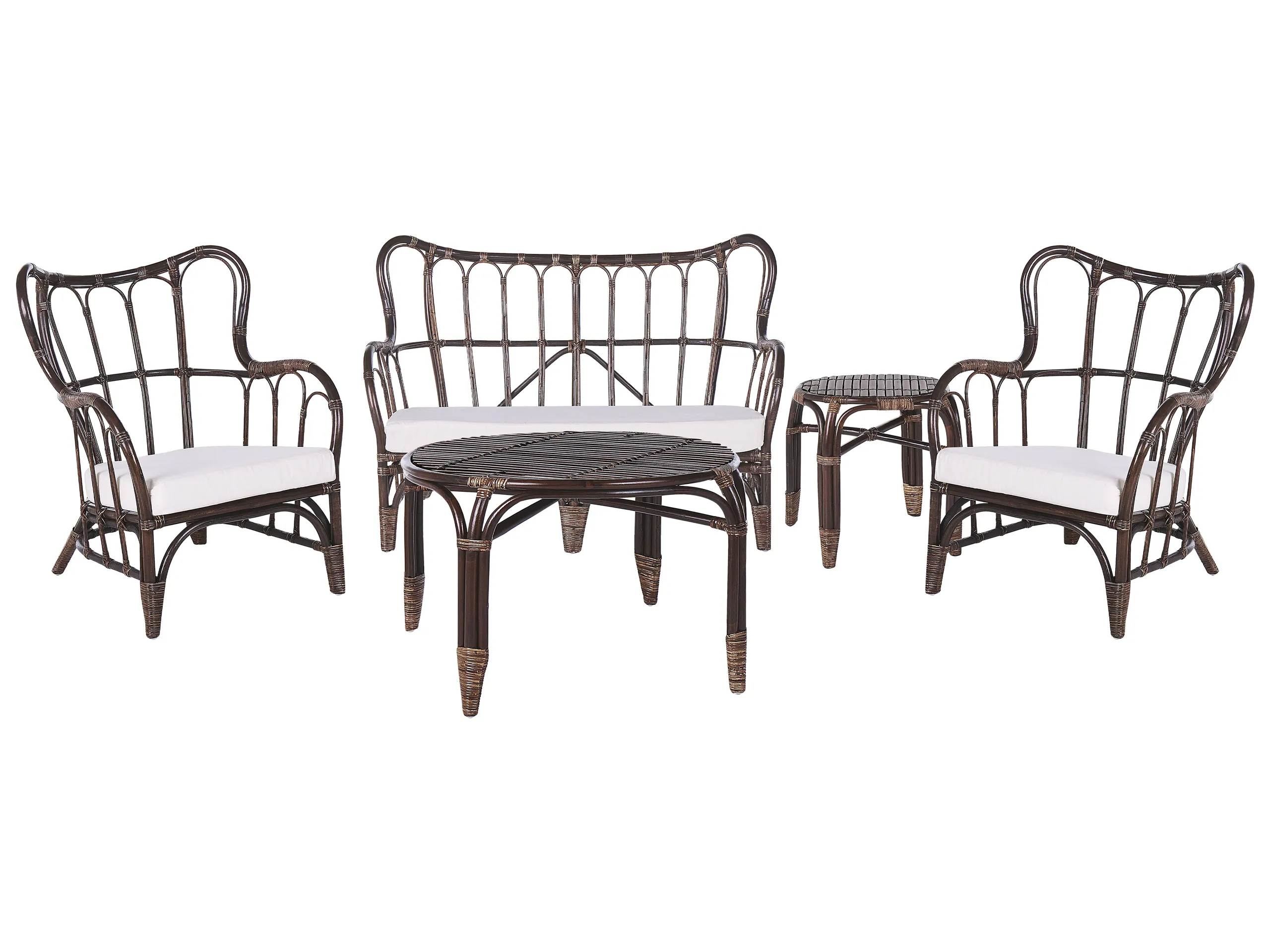 Garden Lounge Set with Table 4 Seater BRINDISI Rattan Dark Brown