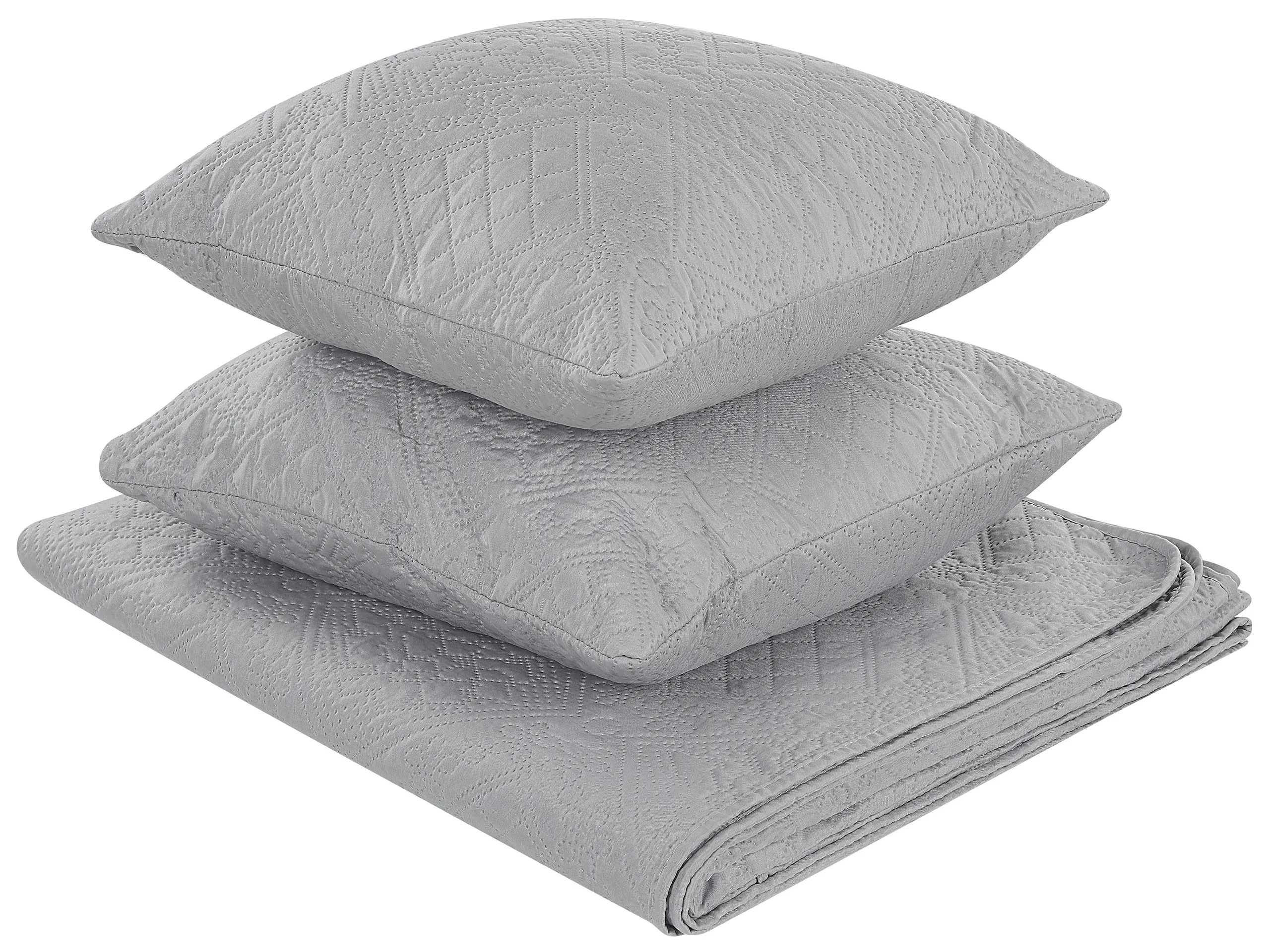 Colcha con cojines ALAMUT 140 x 210 cm Gris