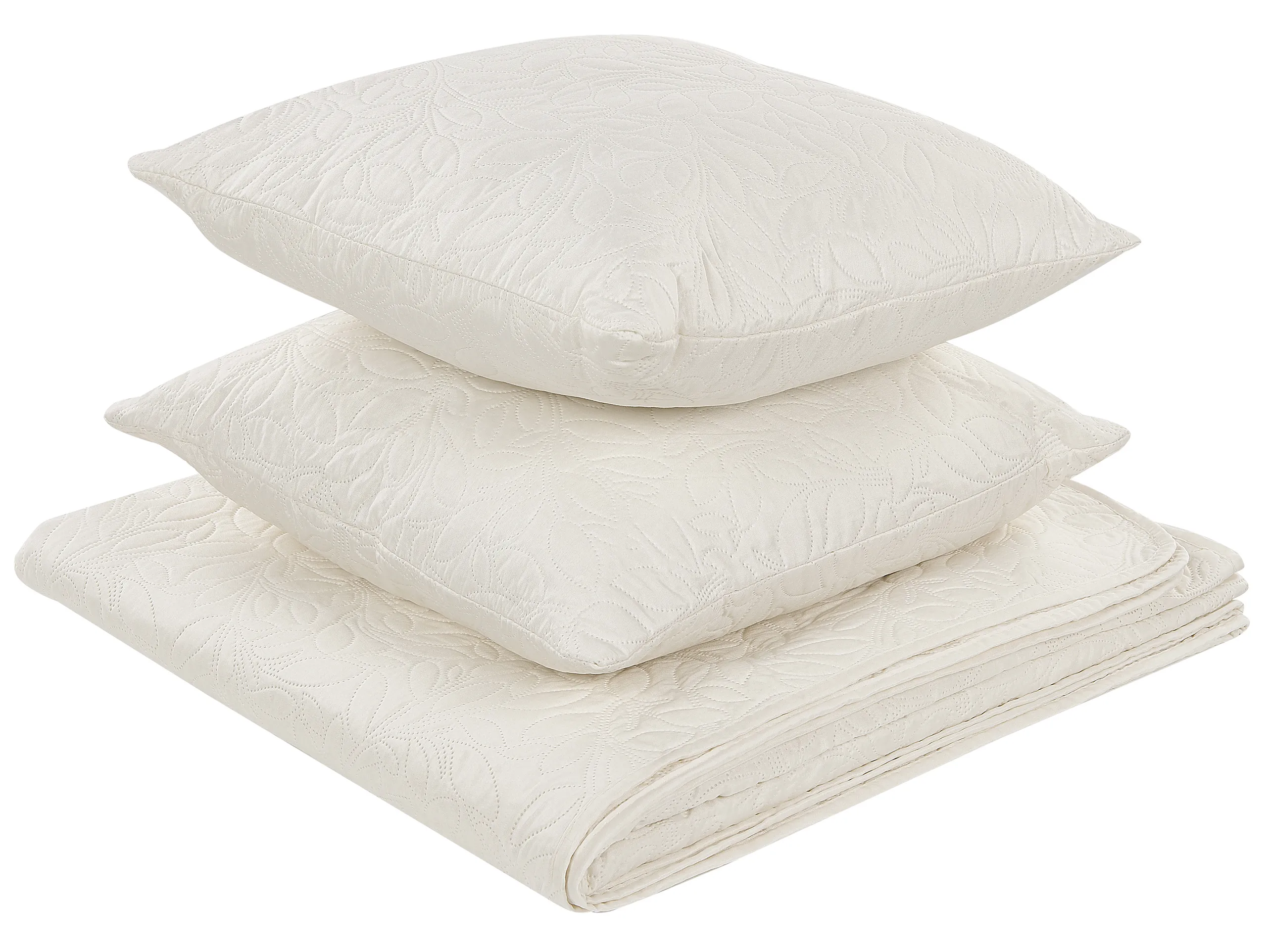 Colcha con cojines RUDKHAN 160 x 220 cm Blanco crema