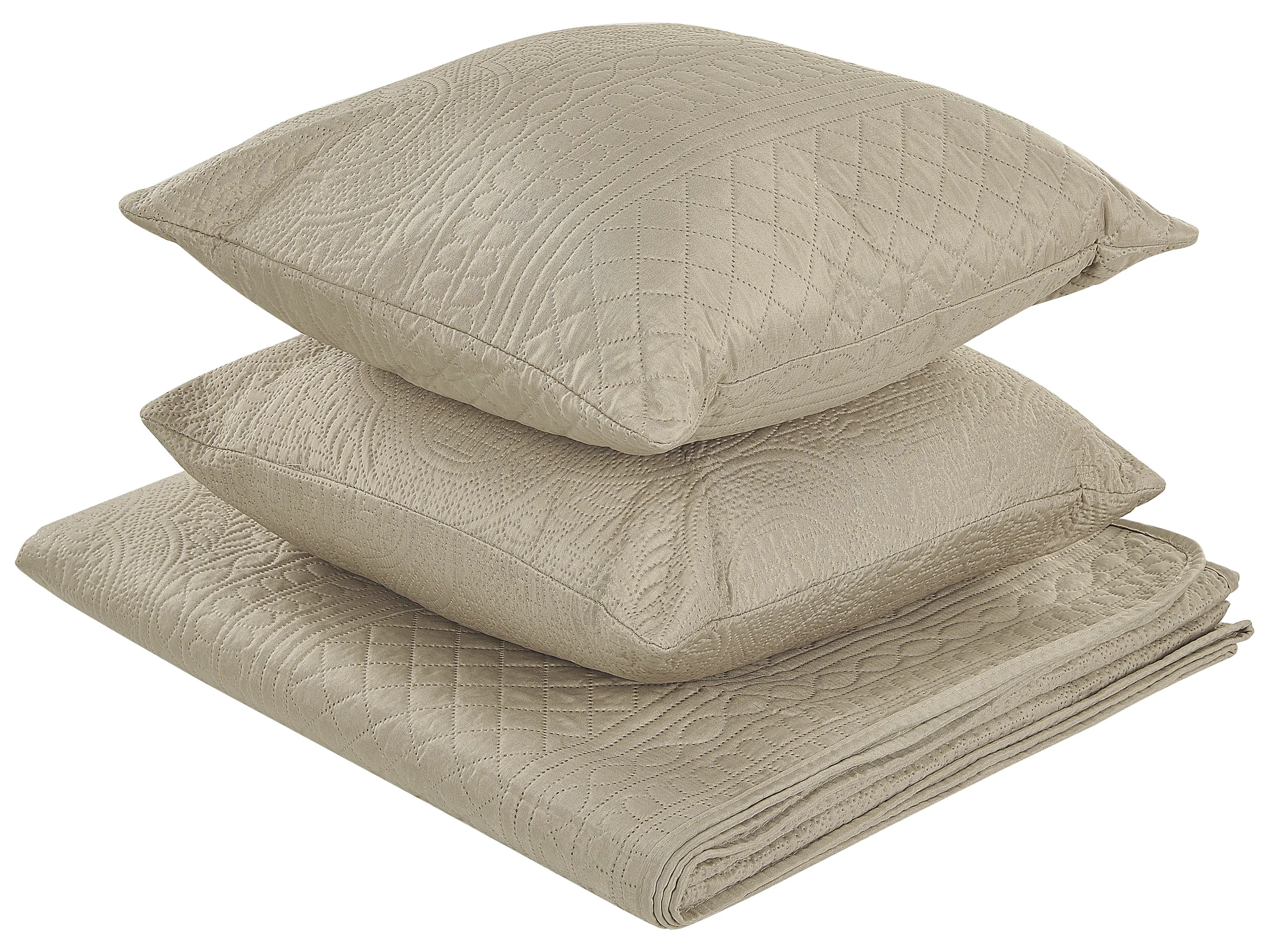 Colcha con cojines SHUSH 140 x 210 cm Gris pardo
