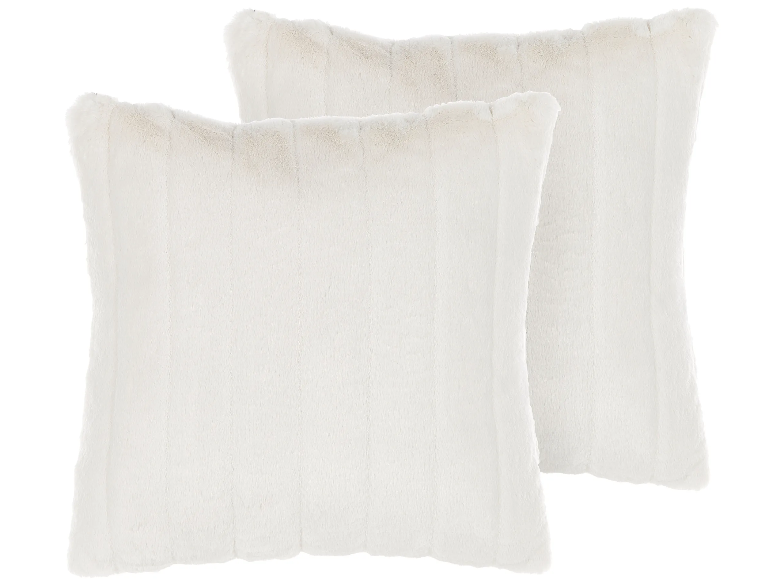 Conjunto de 2 cojines decorativos PUMILA Pelo sintético 45 x 45 cm Blanco Liso