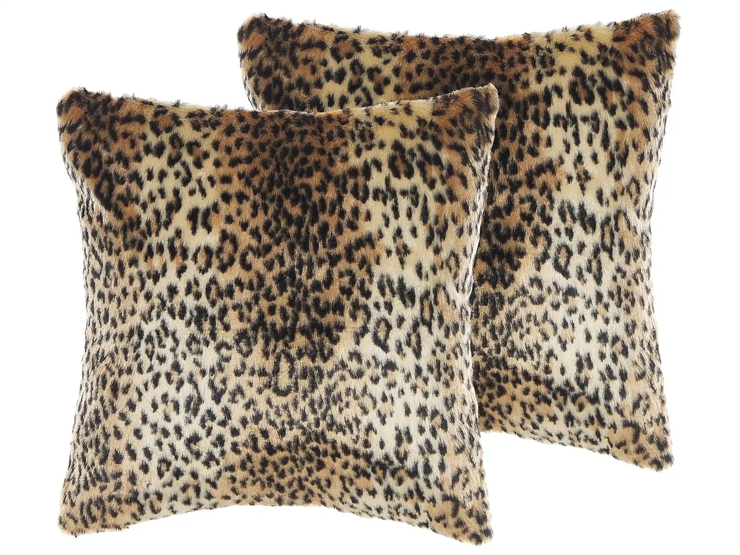 Conjunto de 2 cojines decorativos FOXTAIL Pelo sintético 45 x 45 cm Marrón Patrón animal