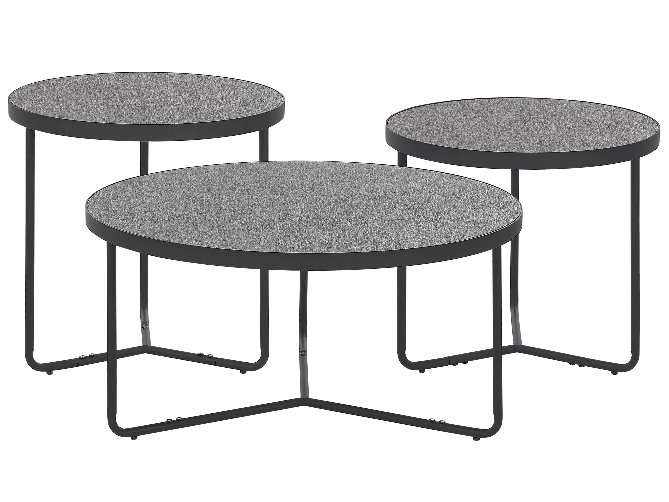 Conjunto de 3 mesas de centro MELODY Gris efecto hormigón