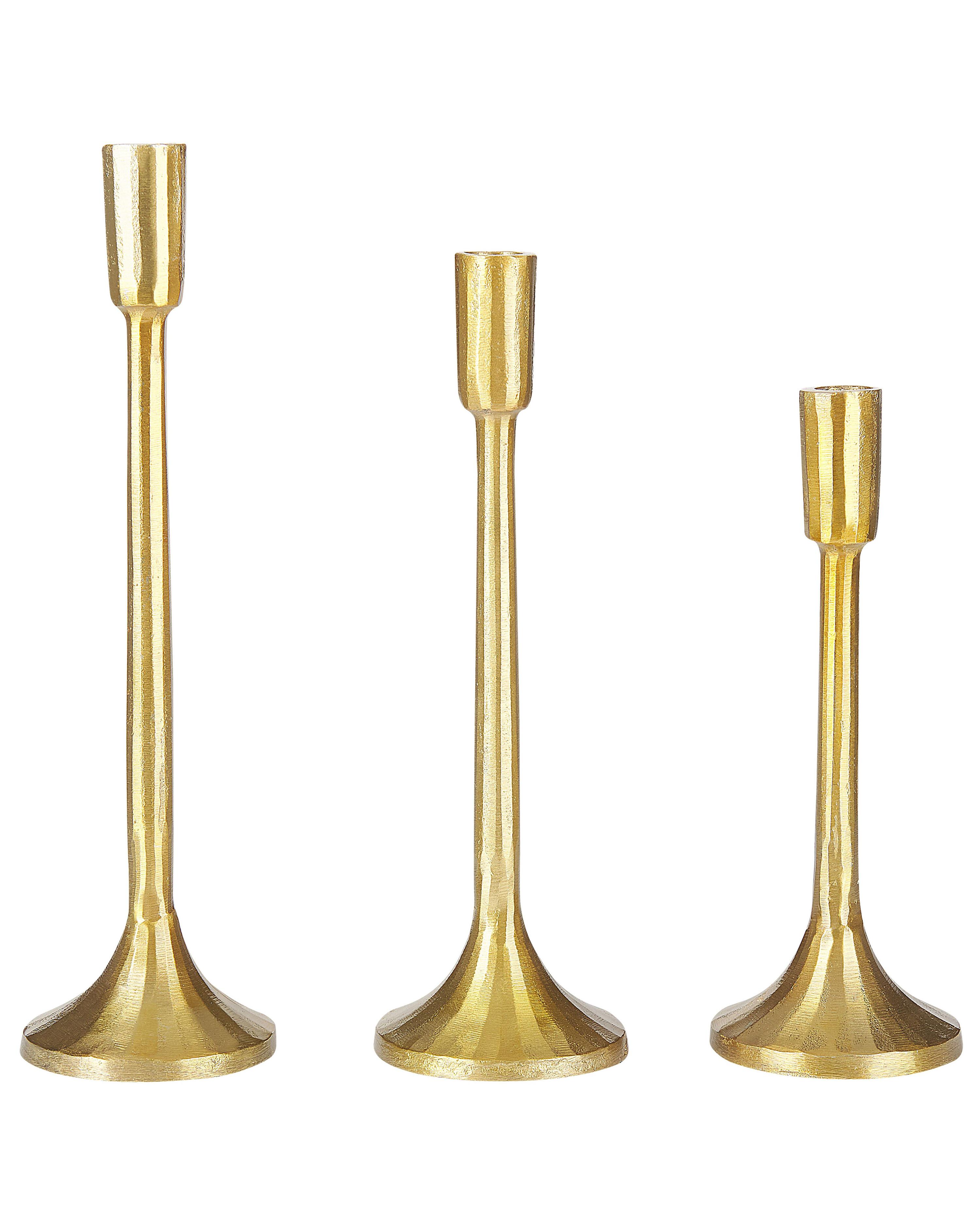 Conjunto de 3 candeleros ZIMBABWE Metal 36 cm Dorado