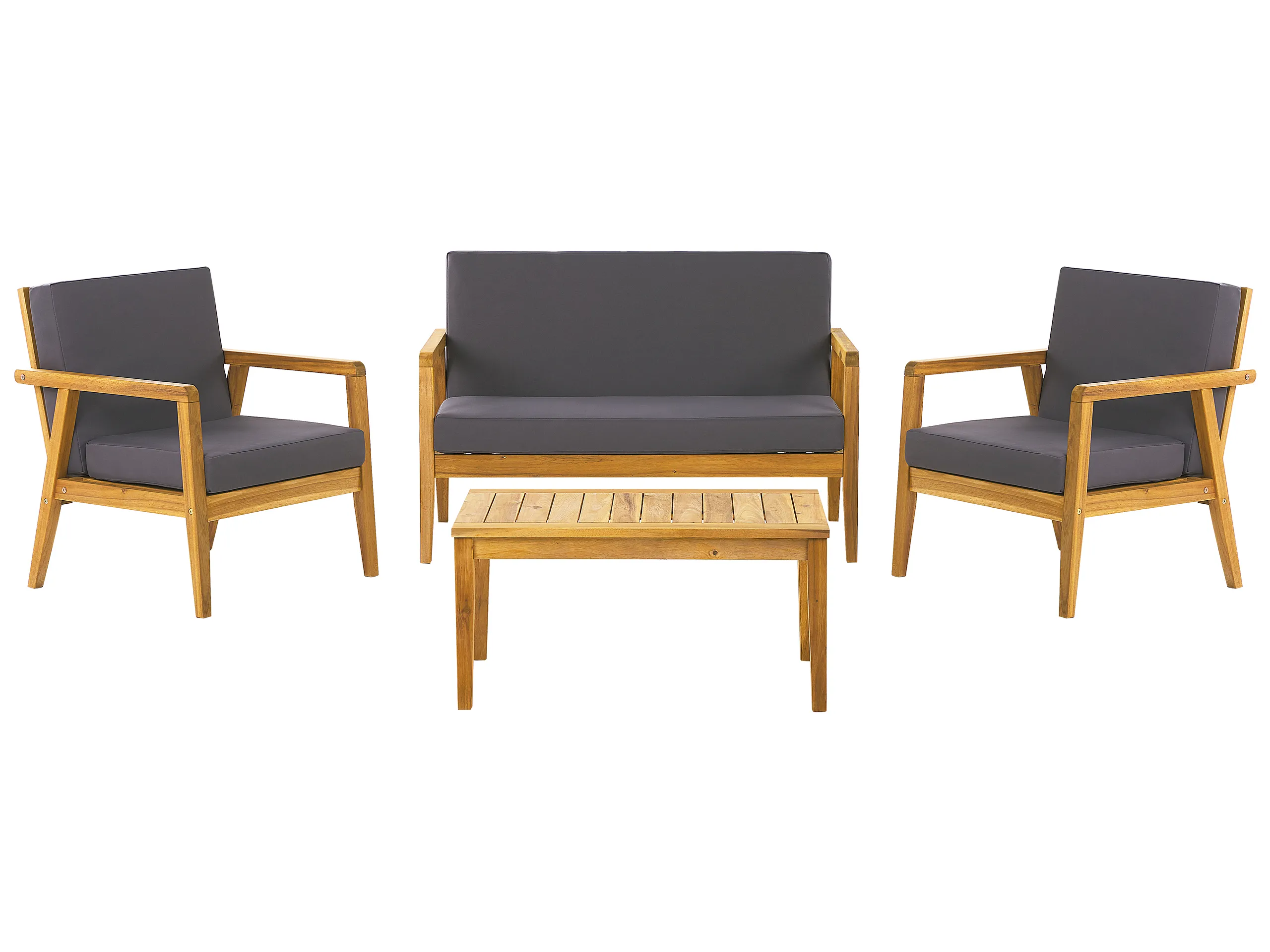 Garden Lounge Set with Table 4 Seater PALLANO Acacia Wood Dark Grey