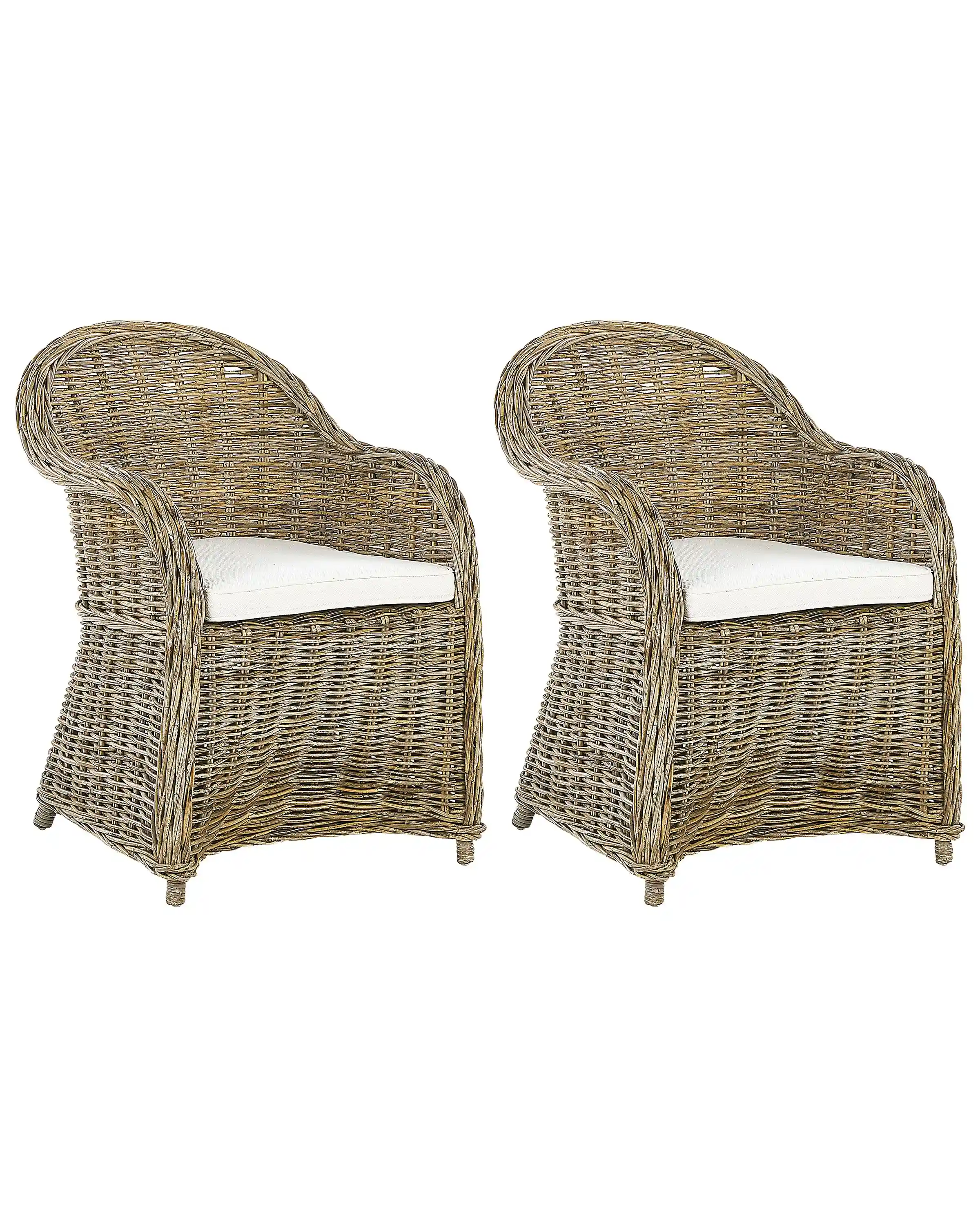 Conjunto de 2 sillones de jardín con cojines SUSUA Ratán Natural
