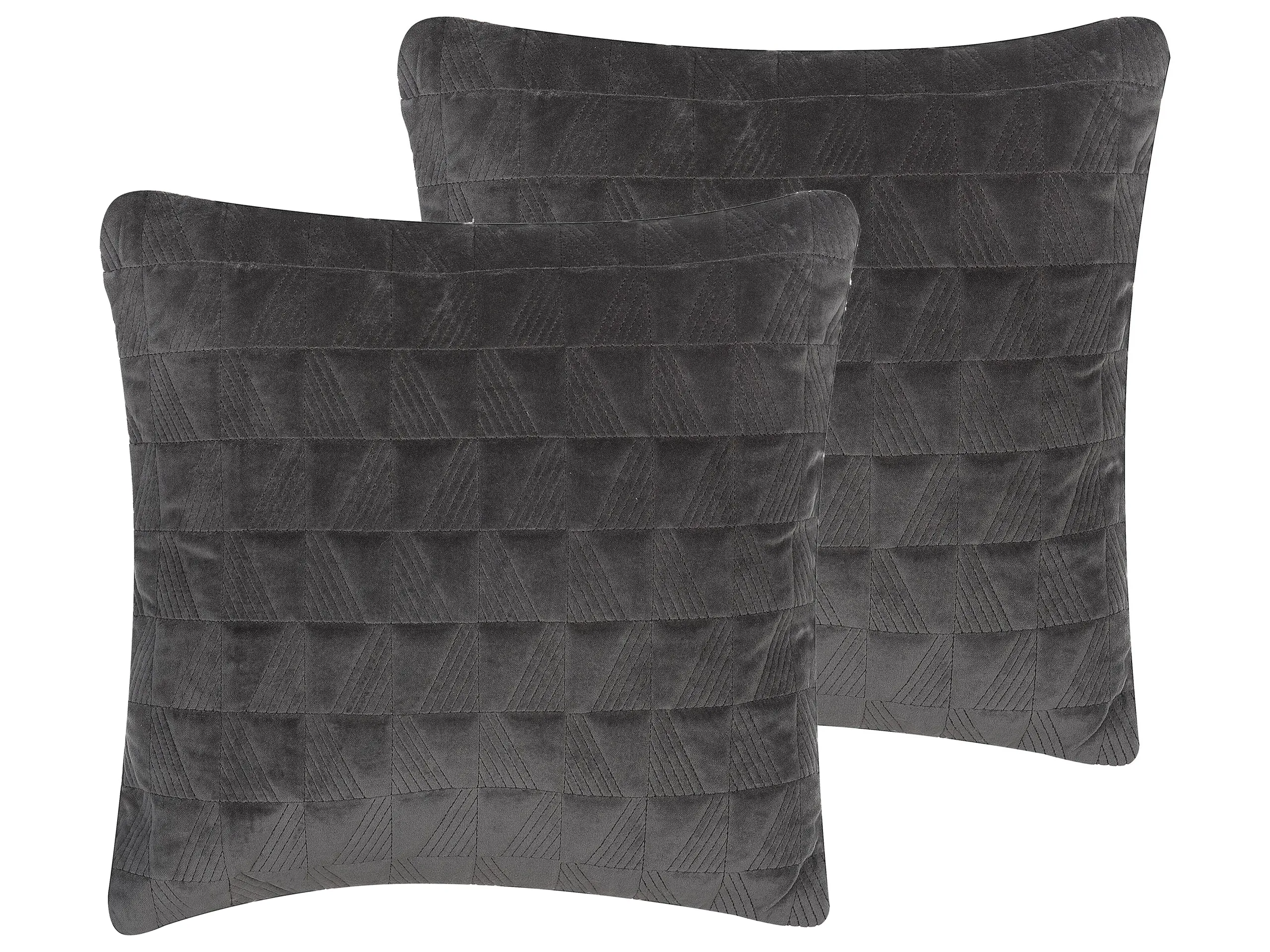 Conjunto de 2 cojines decorativos LALAM Algodón 45 x 45 cm Gris Patrón geométrico