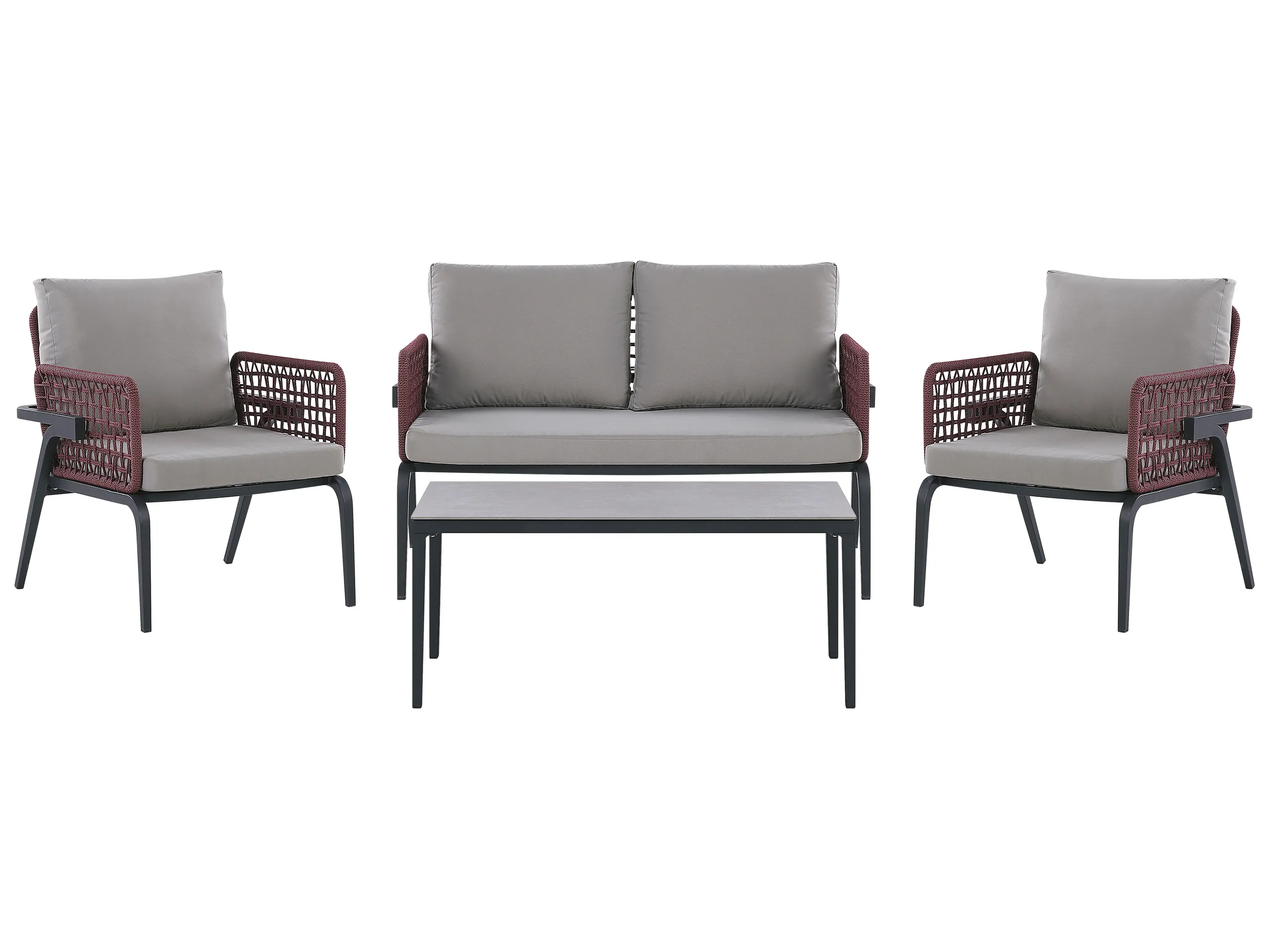 Garden Lounge Set with Table 4 Seater SCIACCA Metal Grey
