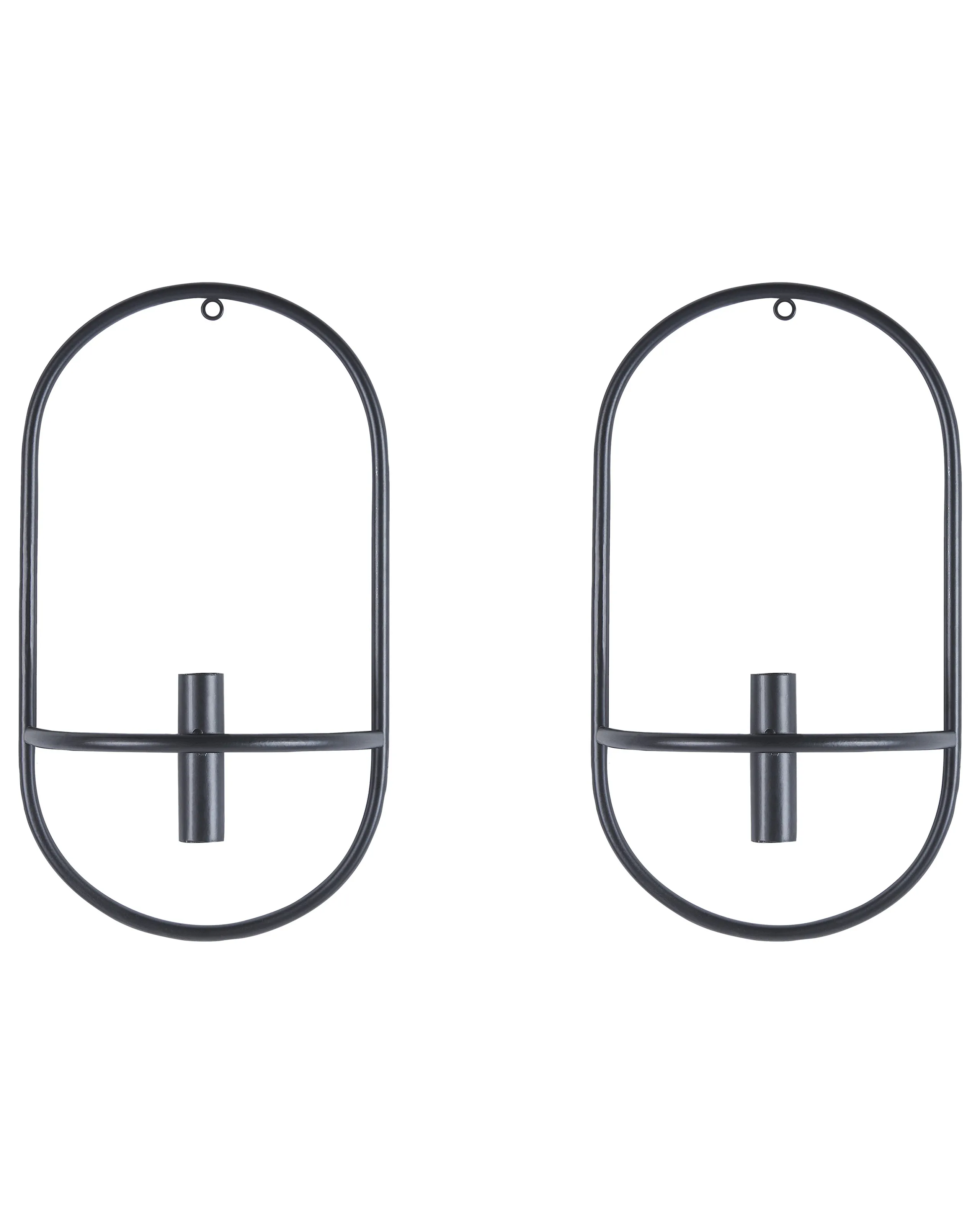 Conjunto de dos candeleros de pared CAVIANA Metal 38 cm Negro