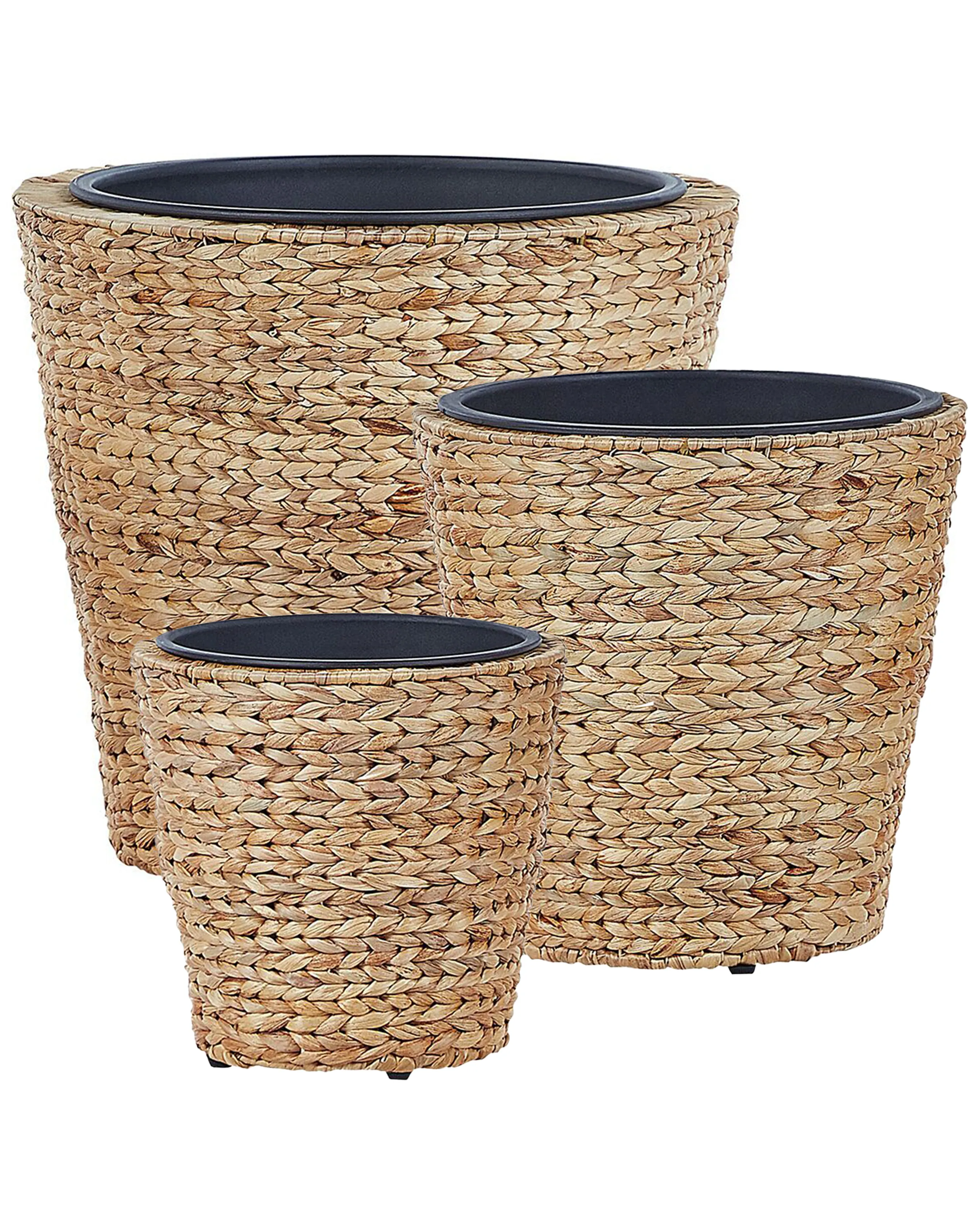 Conjunto de 3 macetas PLAKA Jacinto de agua 29/37/49 cm Natural