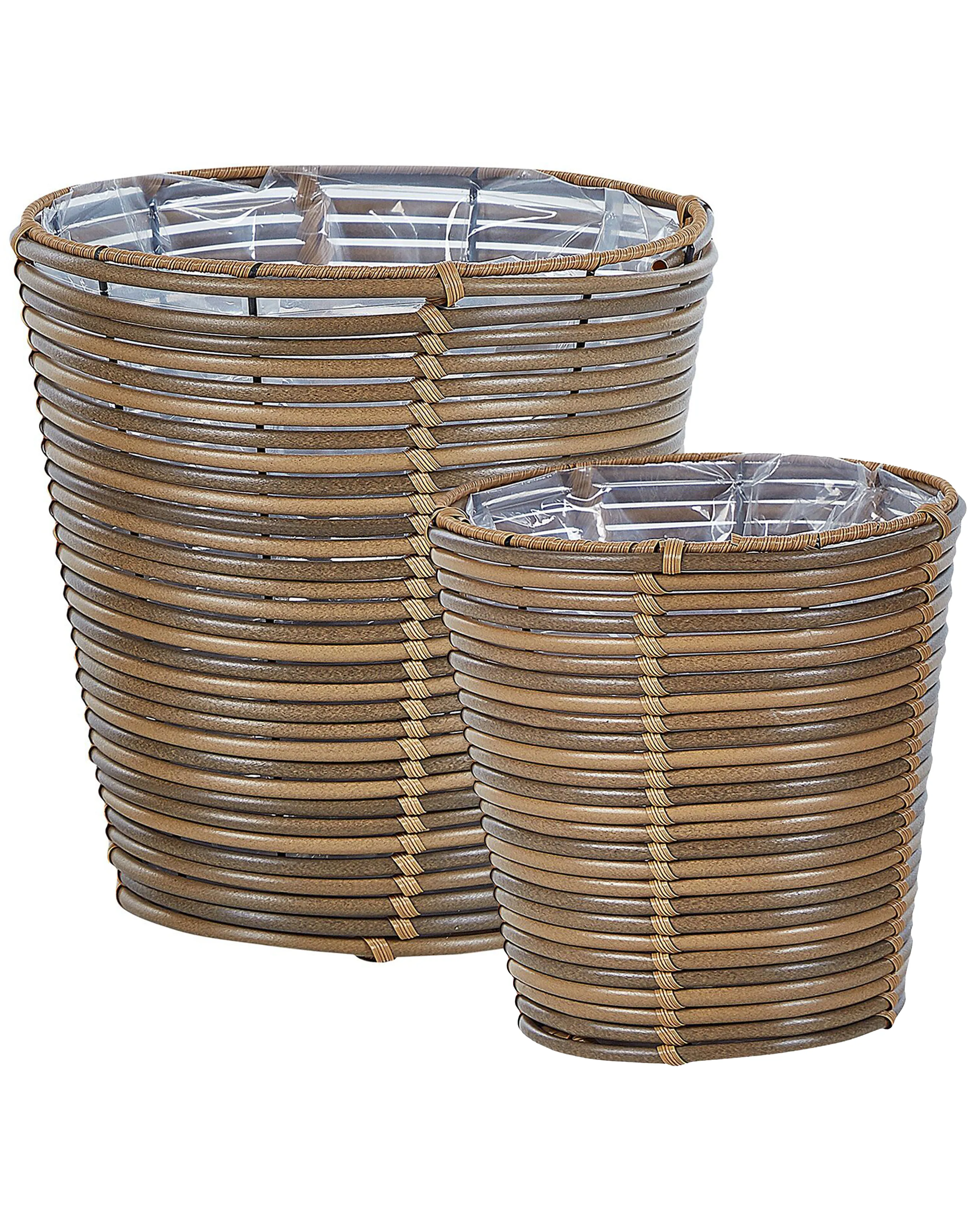Conjunto de 2 macetas SARTI Ratán sintético 24/31 cm Marrón