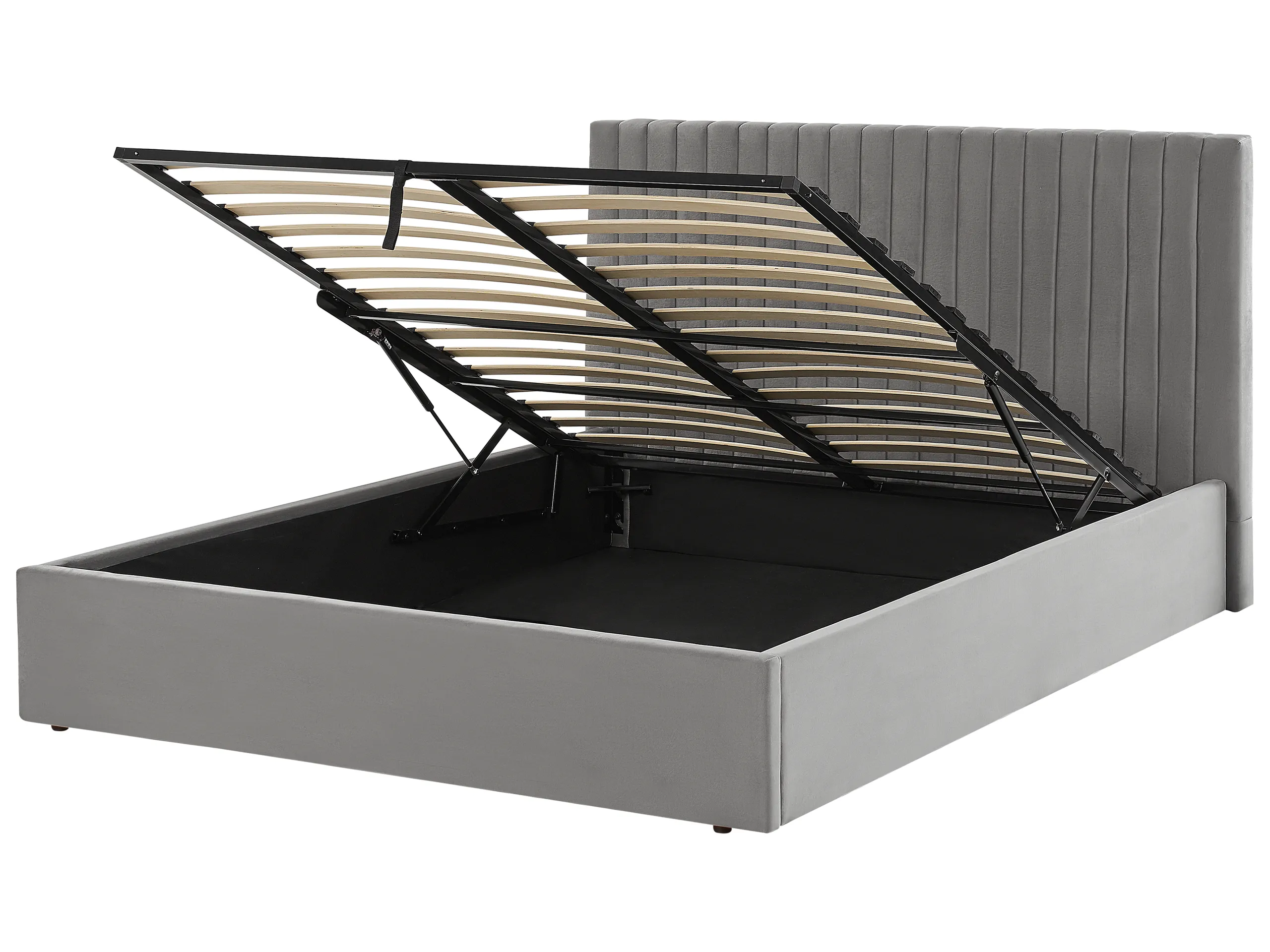 Cama con almacenaje Terciopelo VION 160 x 200 cm Gris