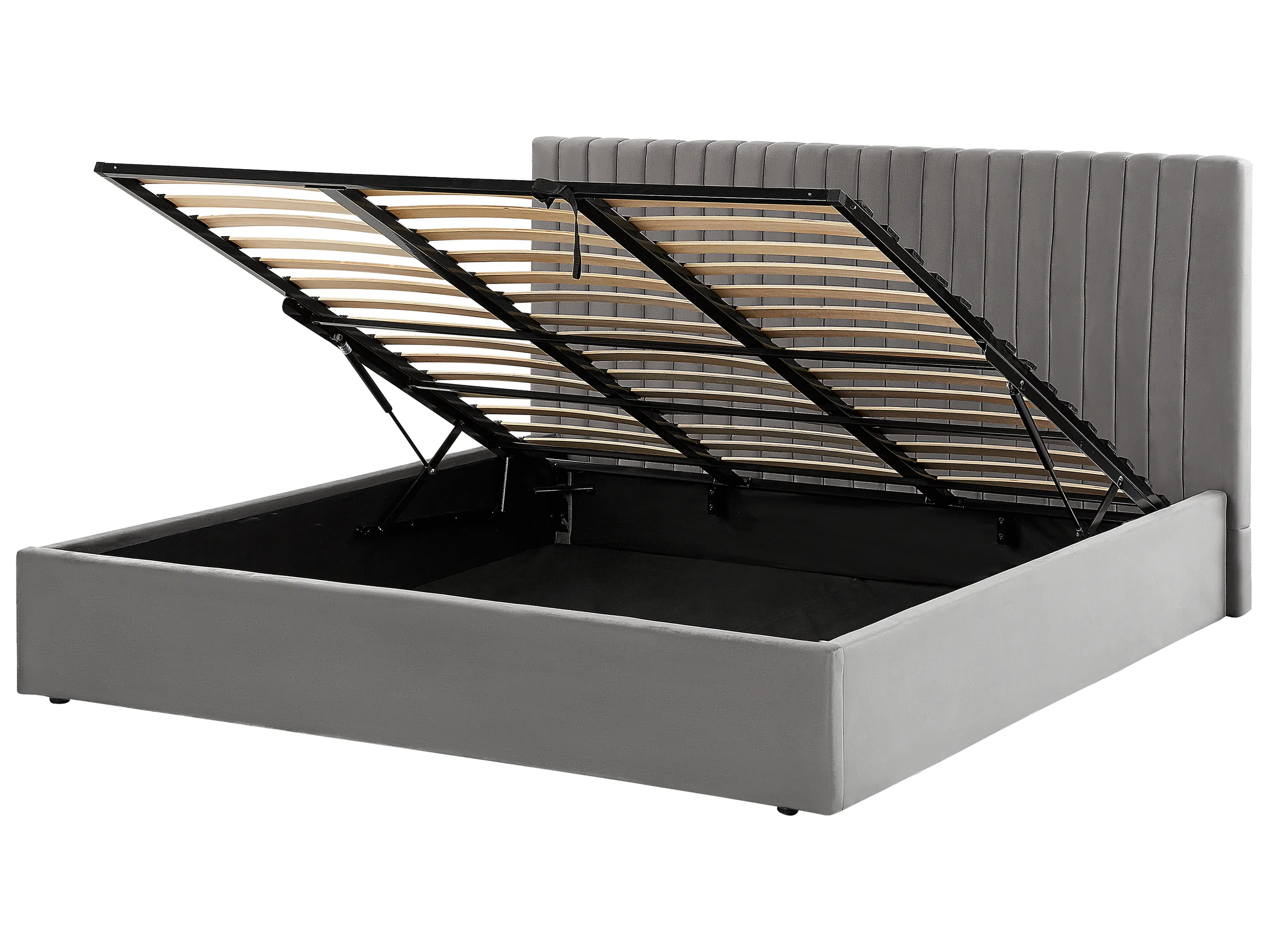 Cama con almacenaje Terciopelo VION 180 x 200 cm Gris