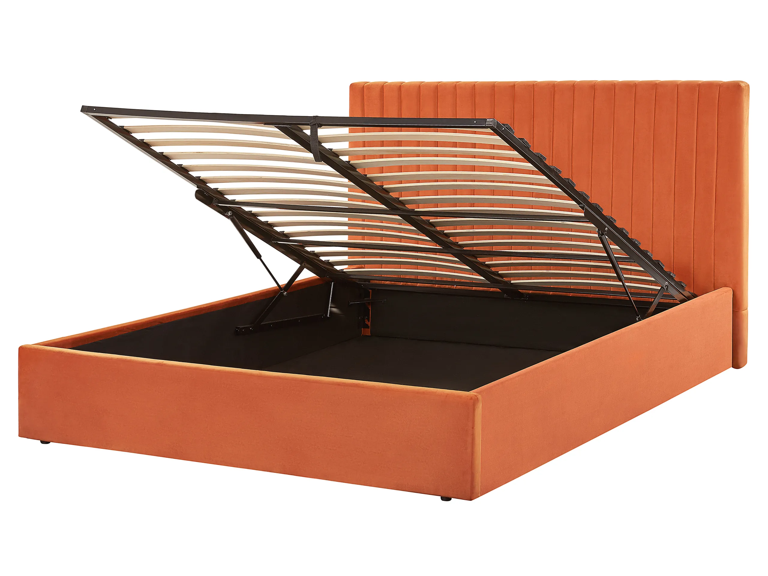 Cama con almacenaje Terciopelo VION 160 x 200 cm Naranja