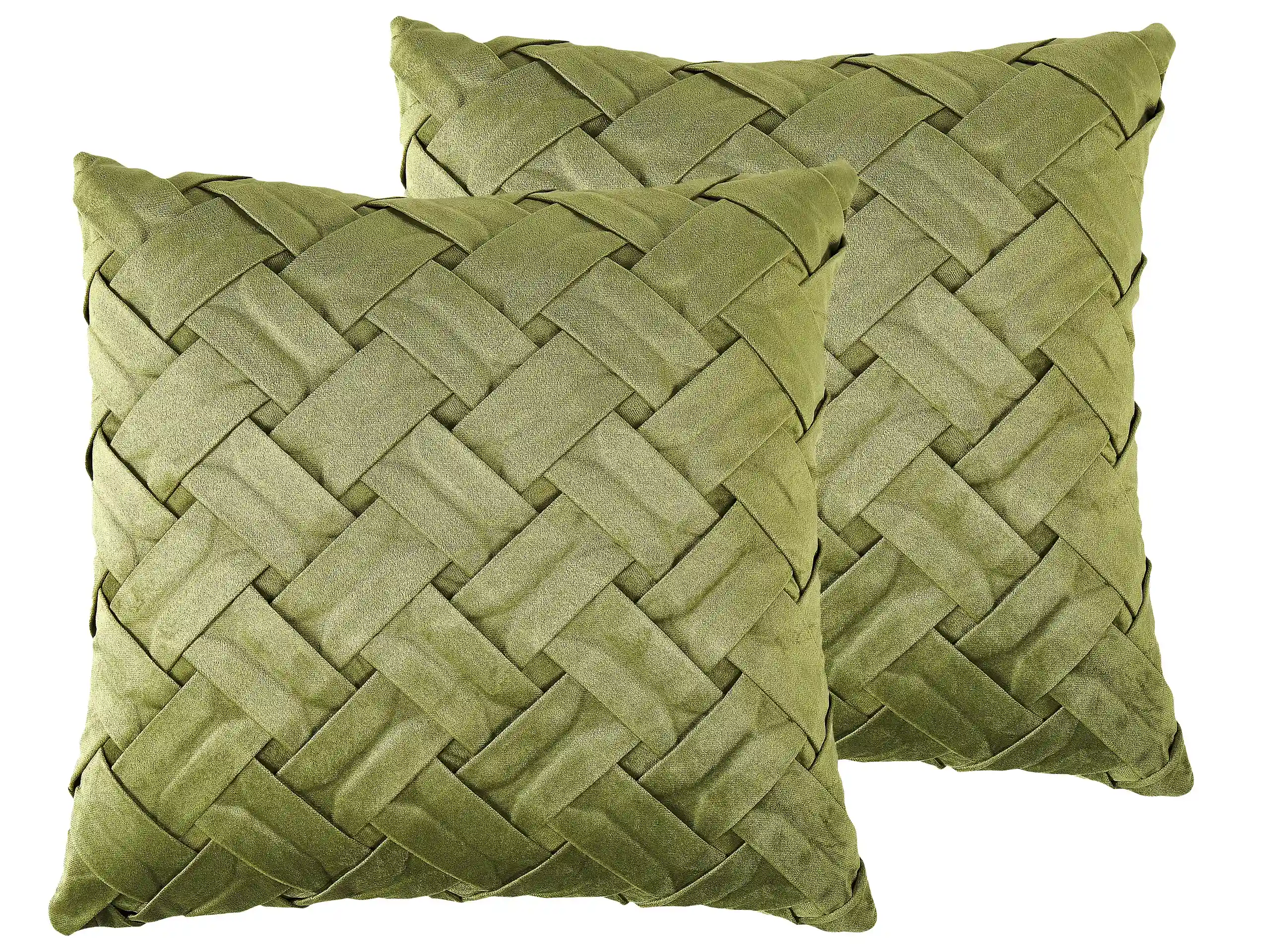 Conjunto de 2 cojines decorativos NARCISSUS Terciopelo 43 x 43 cm Verde Patrón geométrico