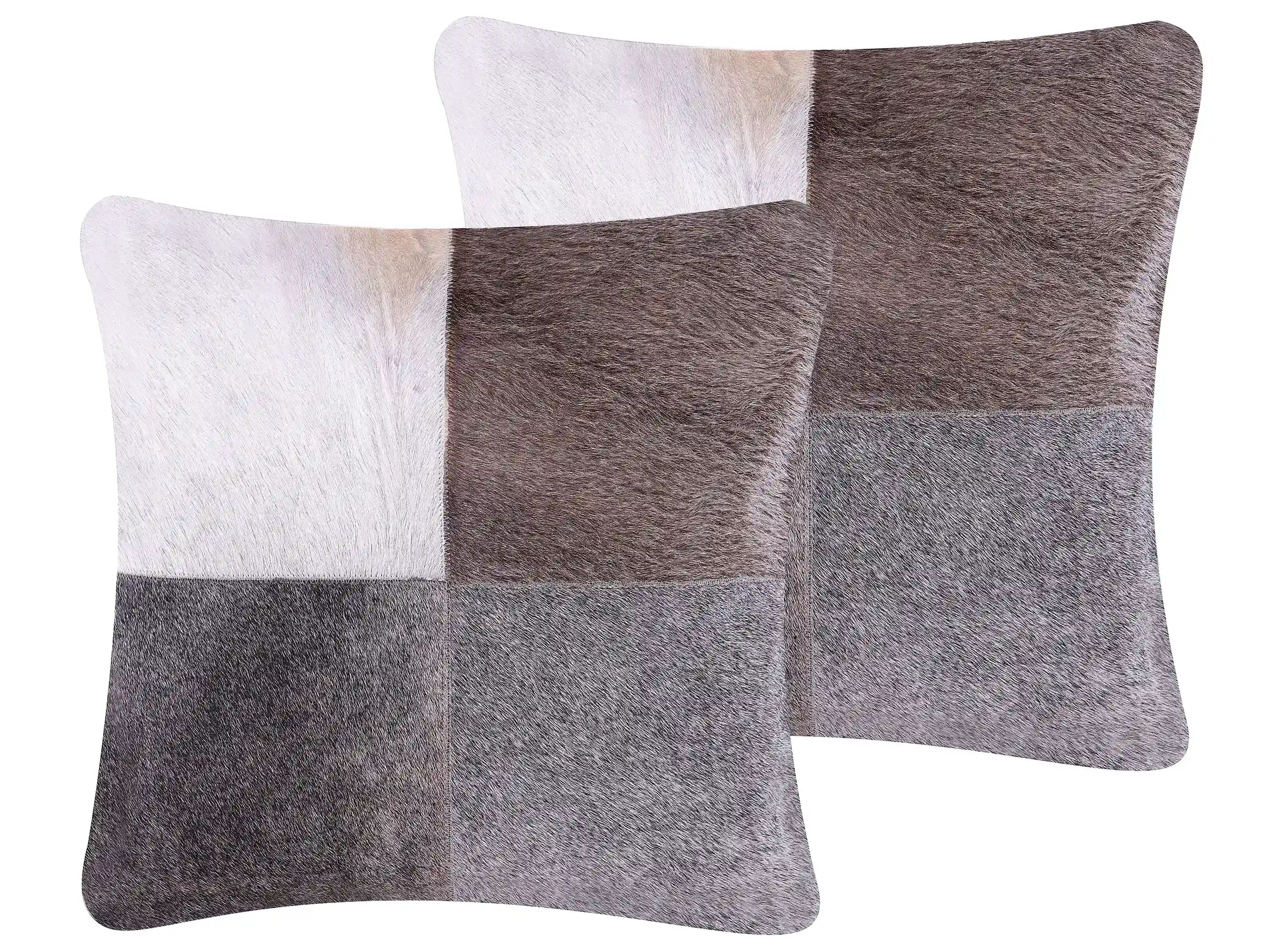Conjunto de 2 cojines decorativos NELLAD Piel 45 x 45 cm Gris Retazos
