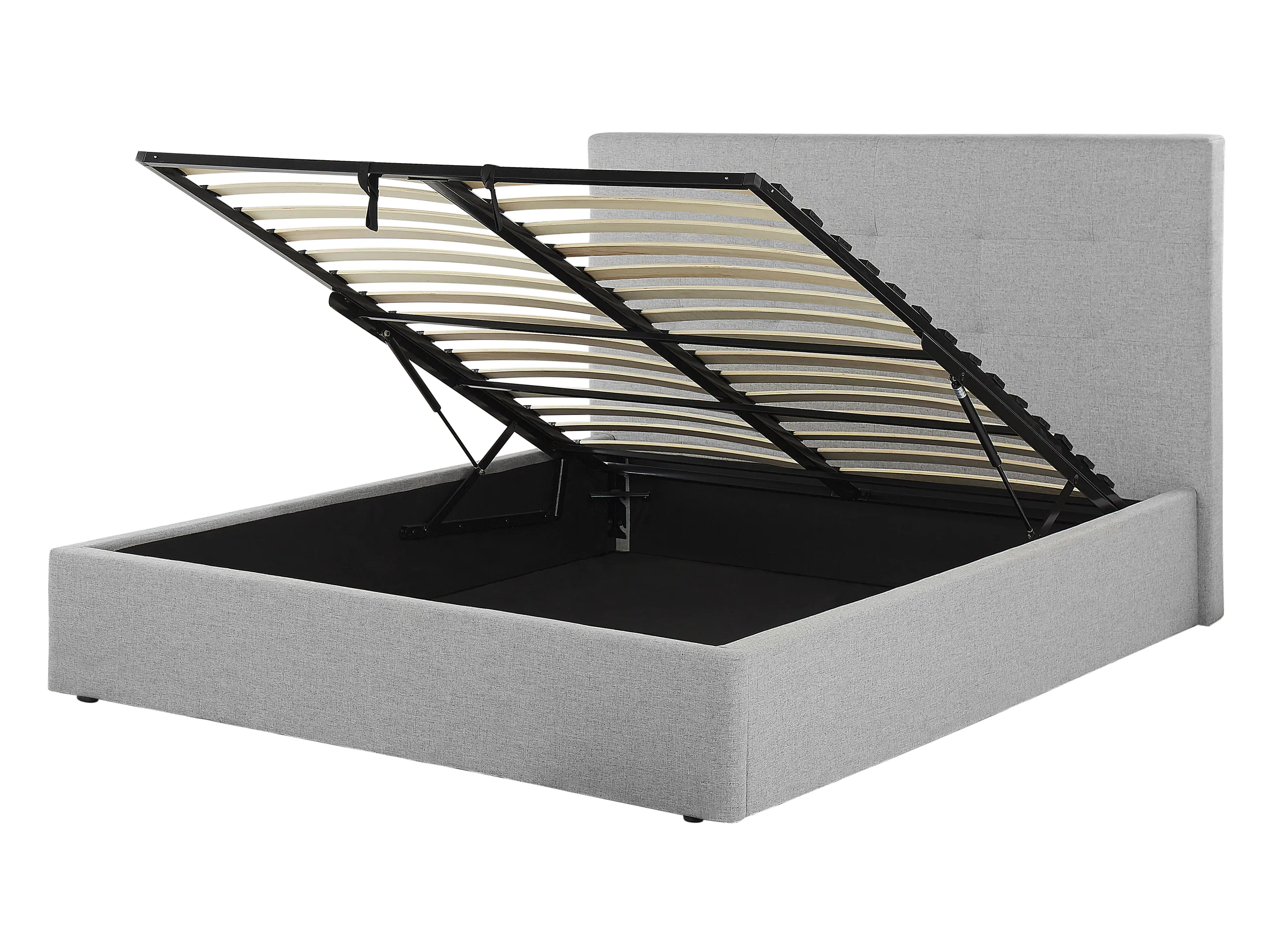 Cama con almacenaje Tela LORIENT 140 x 200 cm Gris claro